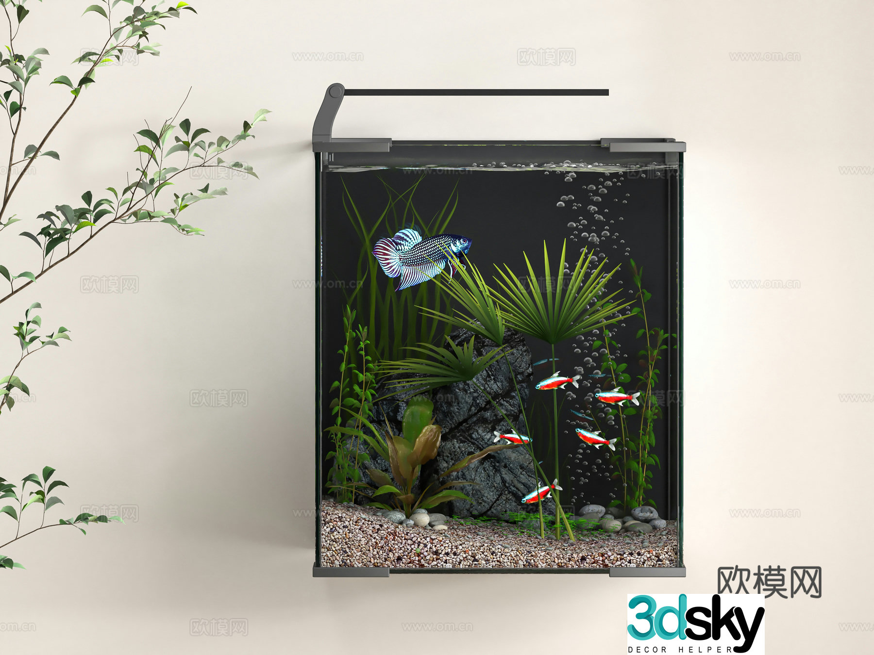 Modern fish tank 3d model