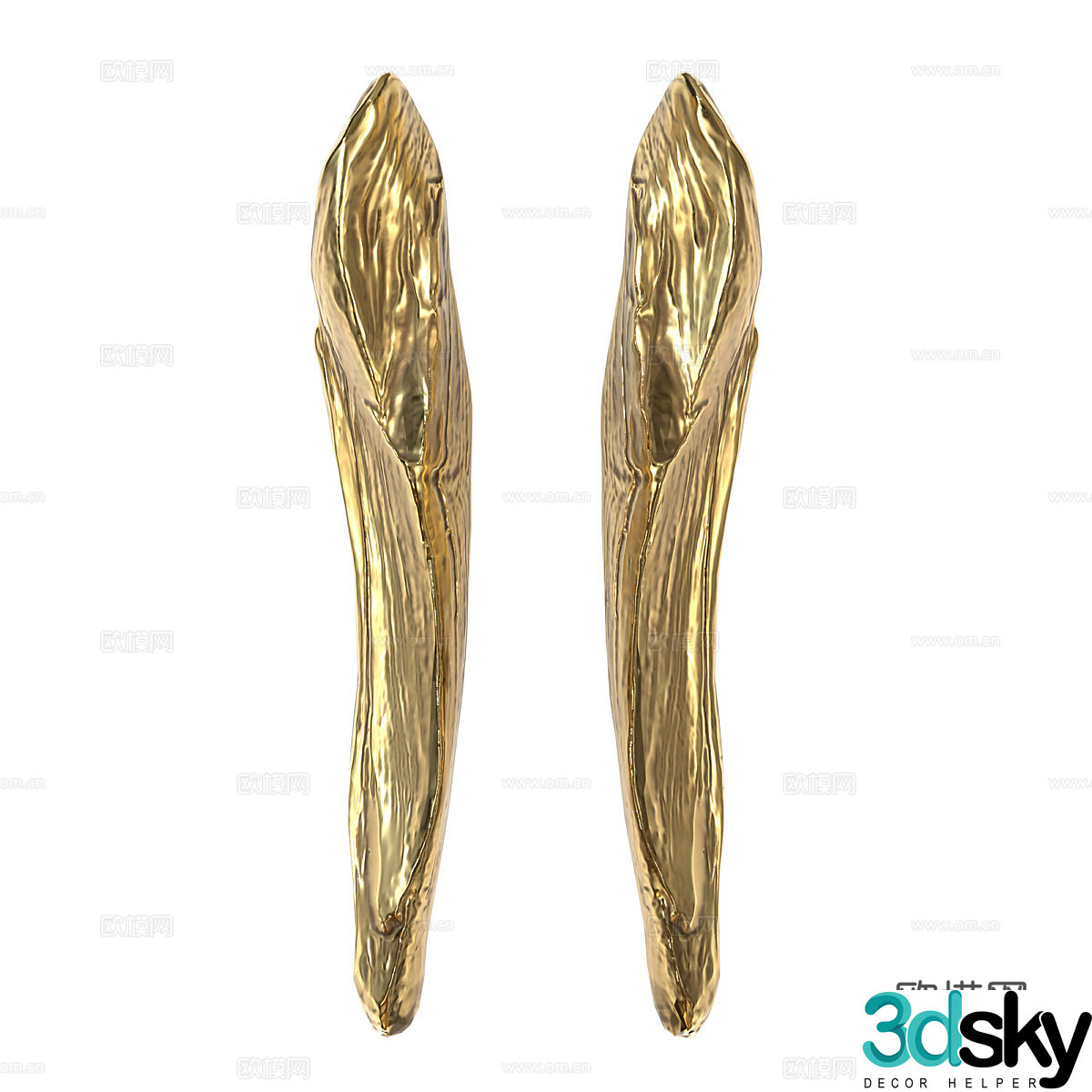 Metal handle Light luxury handle Golden metal handle Creative door handle 3D model