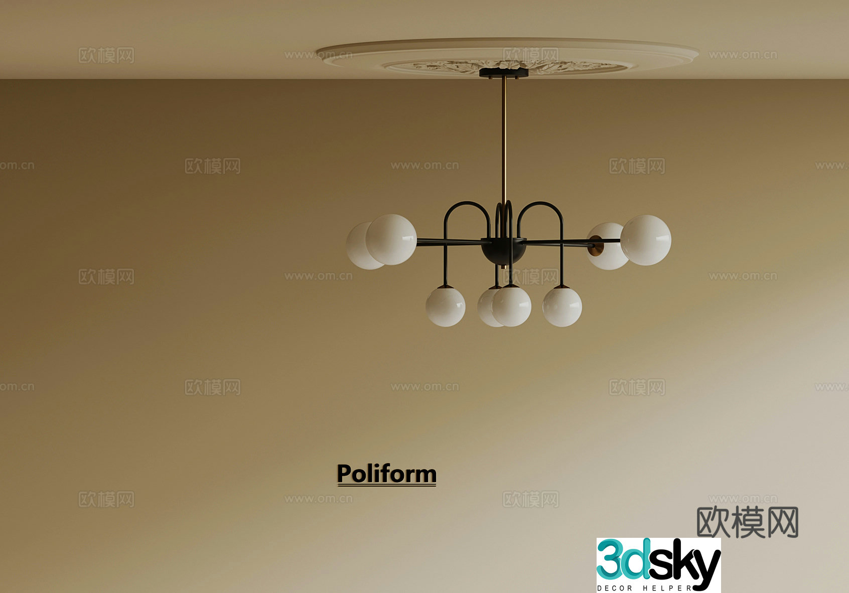 Wasabi Metal Chandelier_Middle Style Metal Chandelier 3D Model