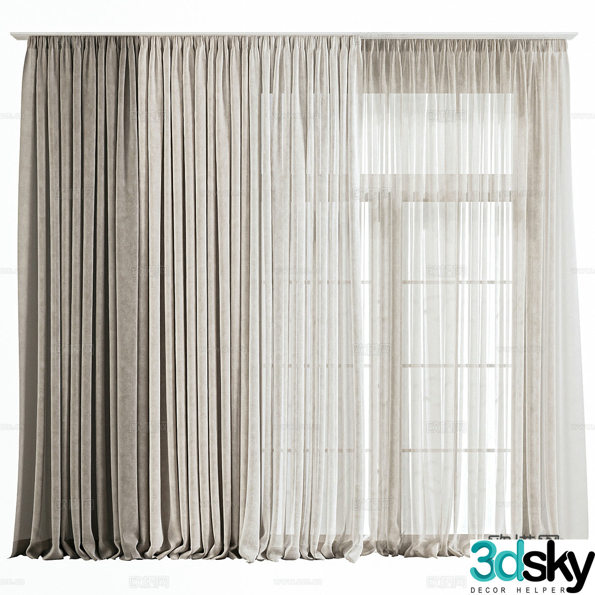 Modern Italian fabric curtain 3d model