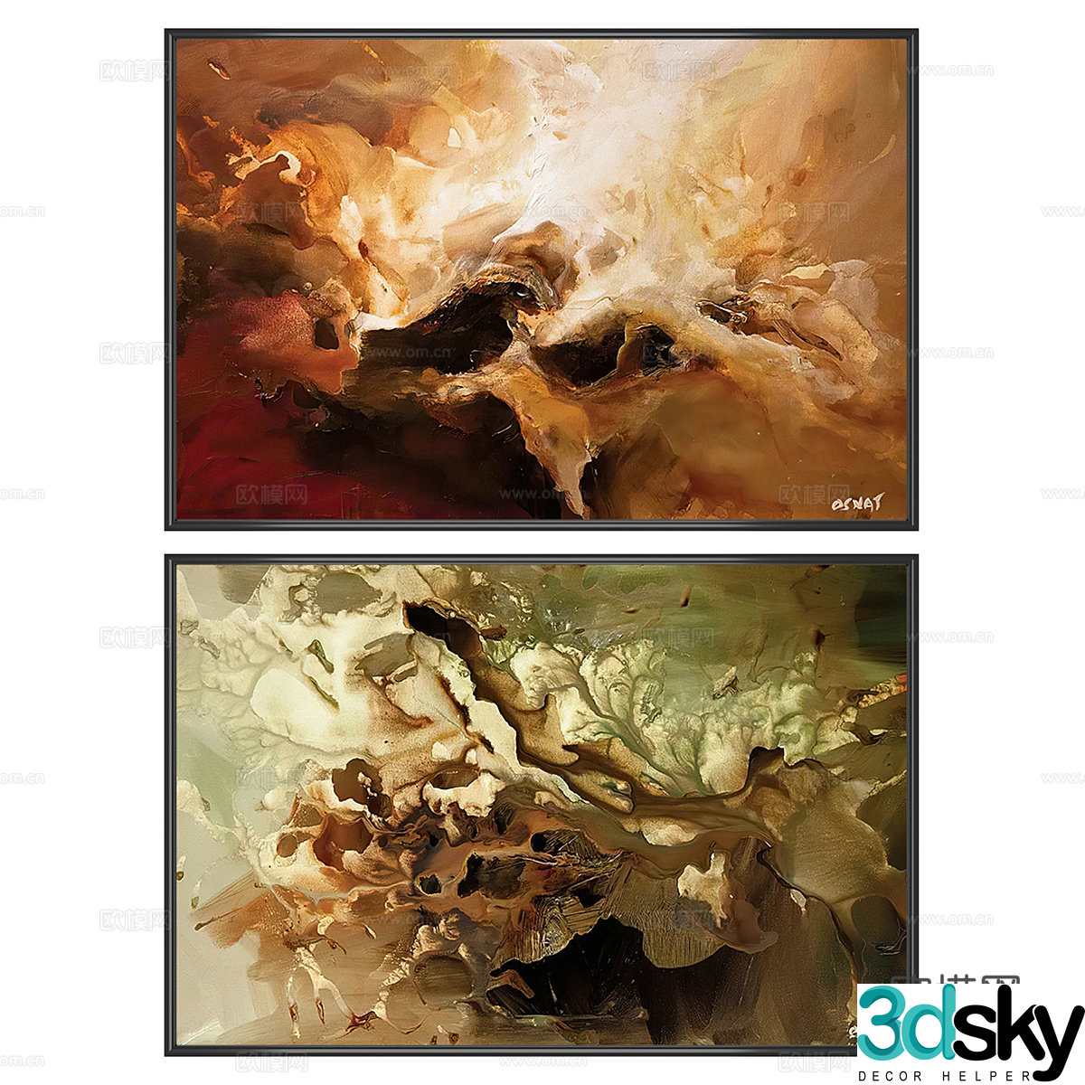 American classical decorative paintings hanging paintings oil paintings 3D model