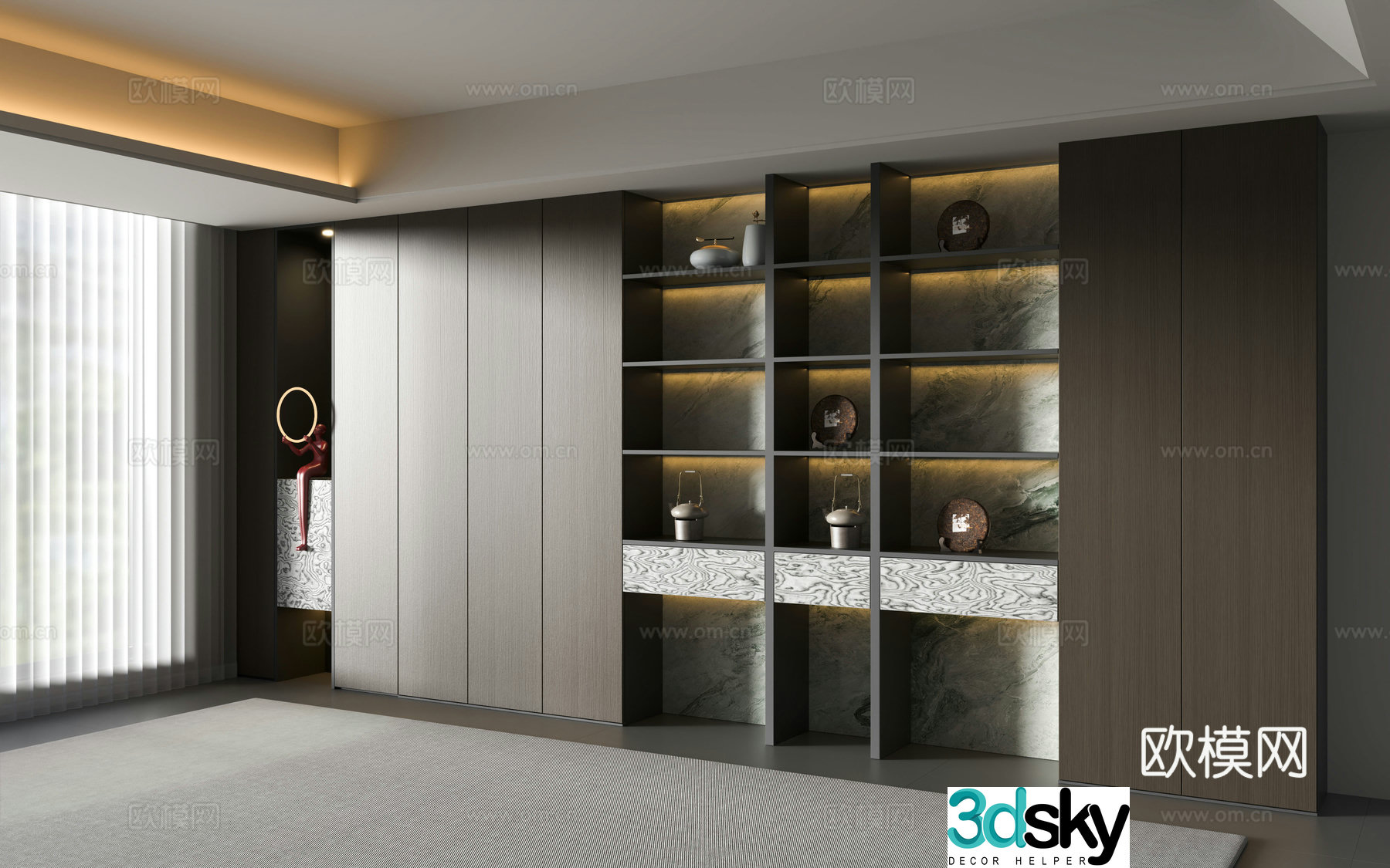 Modern Italian tea room cabinet Villa tea room cabinet 3d model