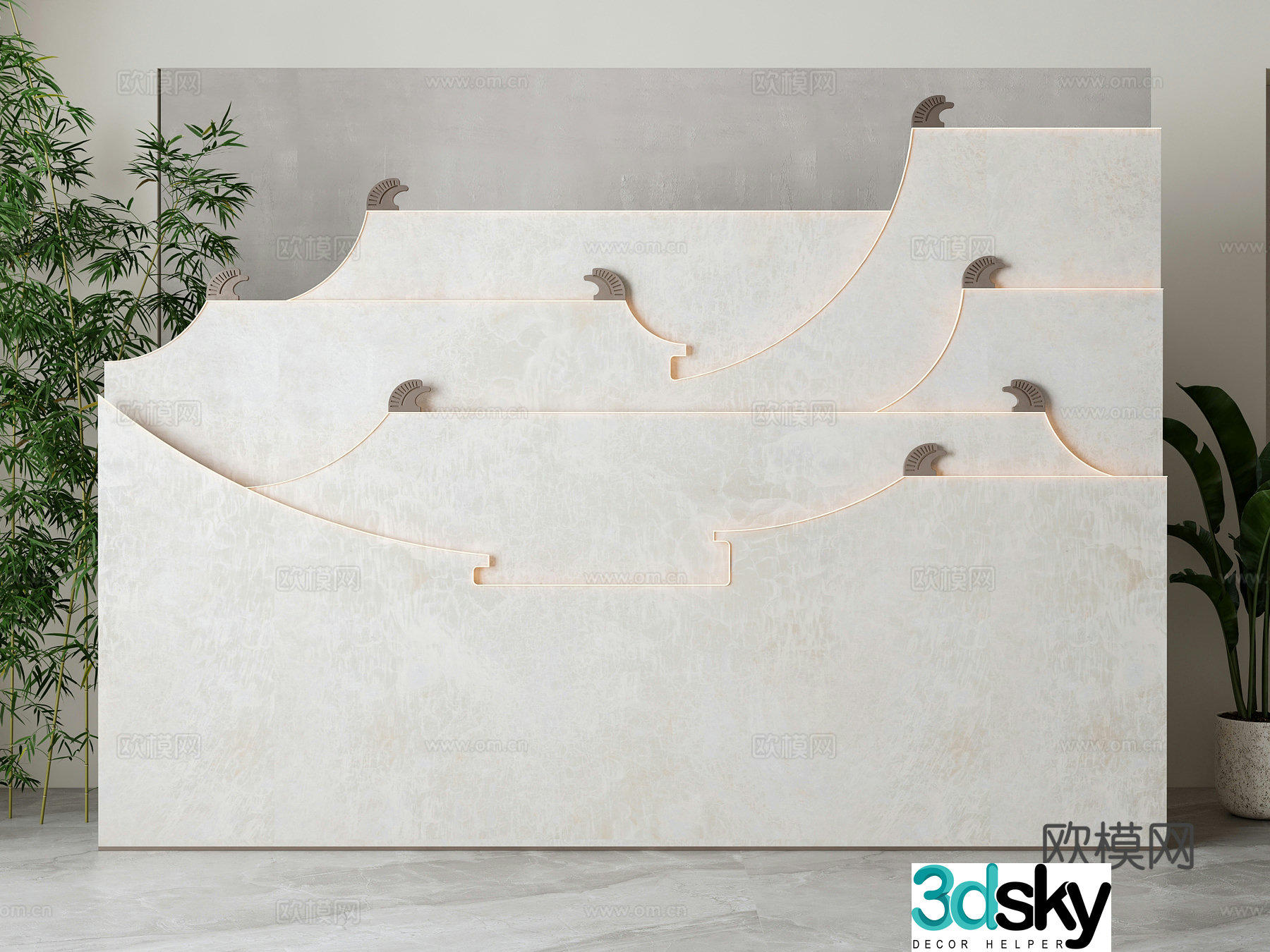 New Chinese style background wall partition 3D model