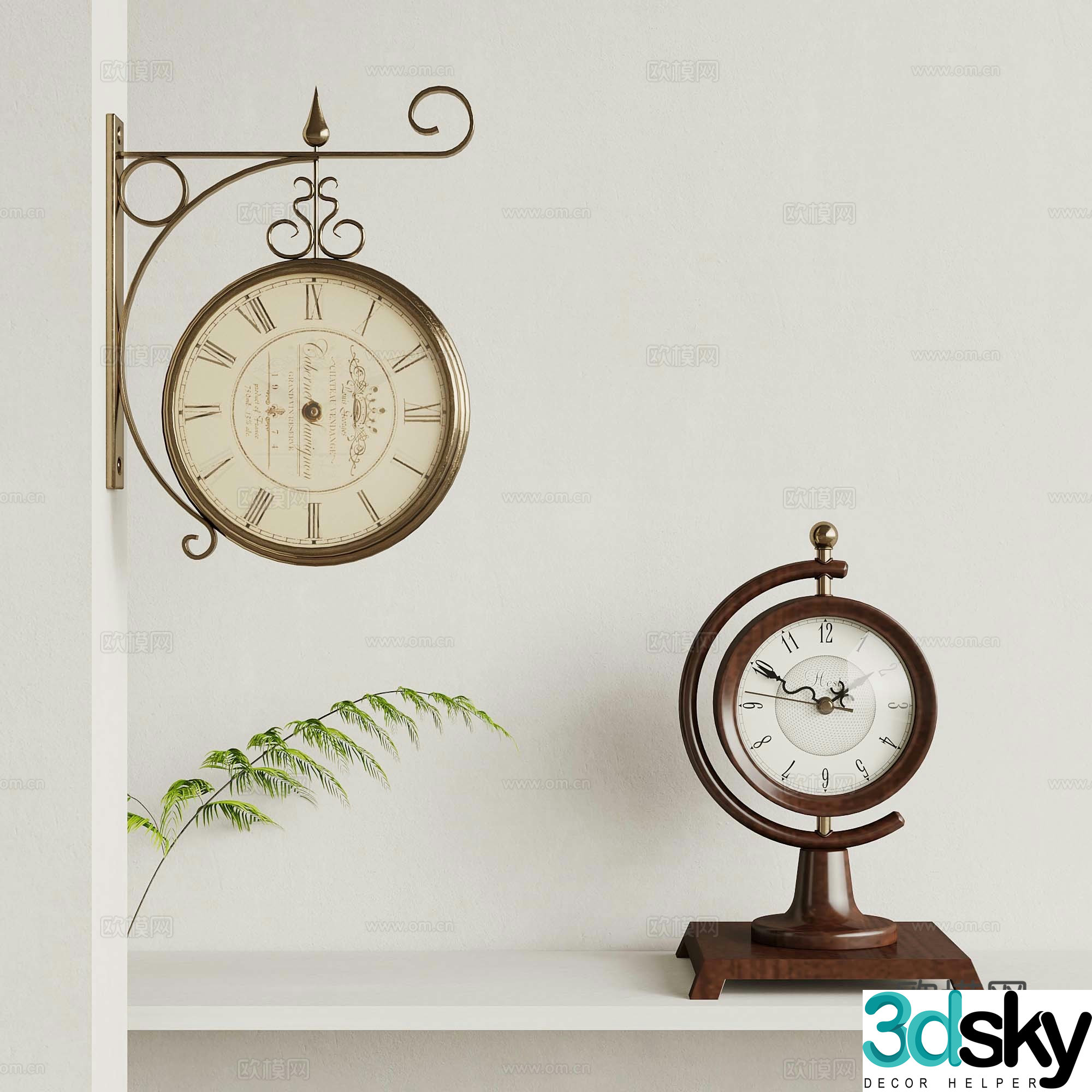 French retro style wall clock French medieval style clock 3D model