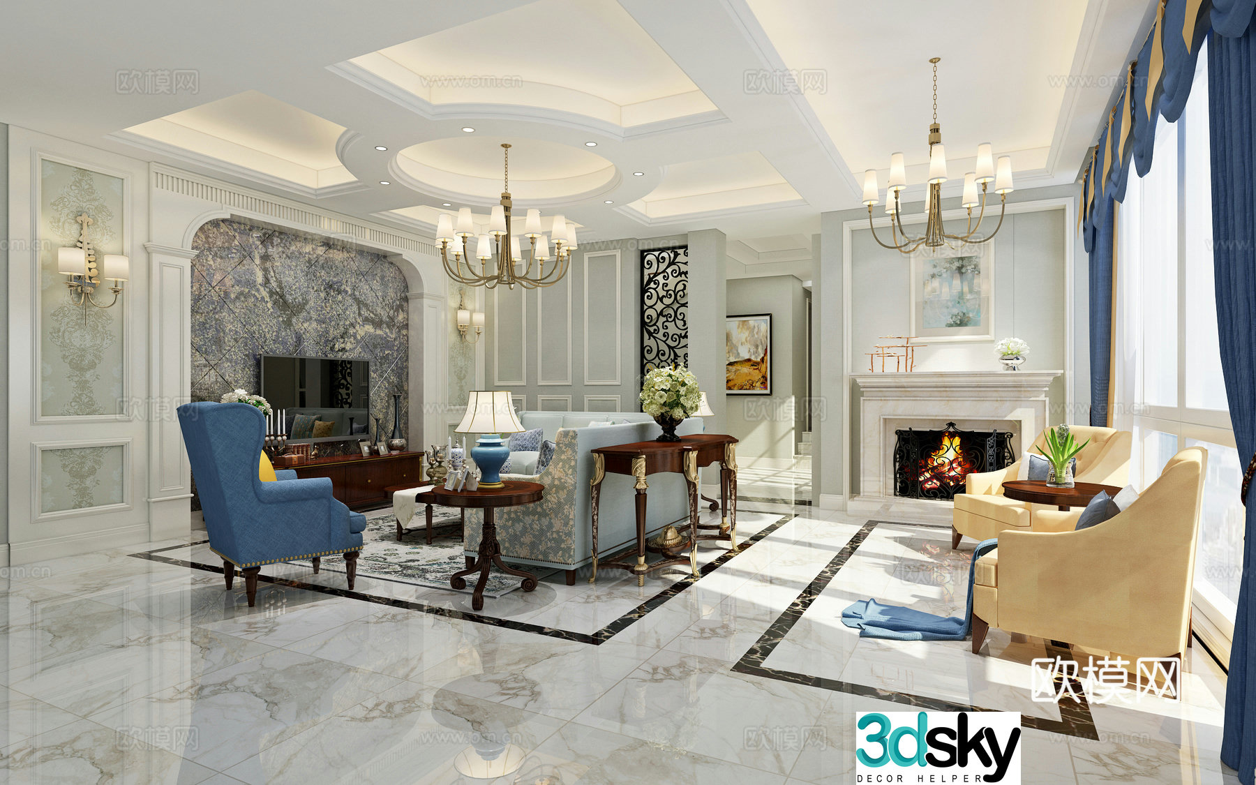 American living room model sofa 3d model