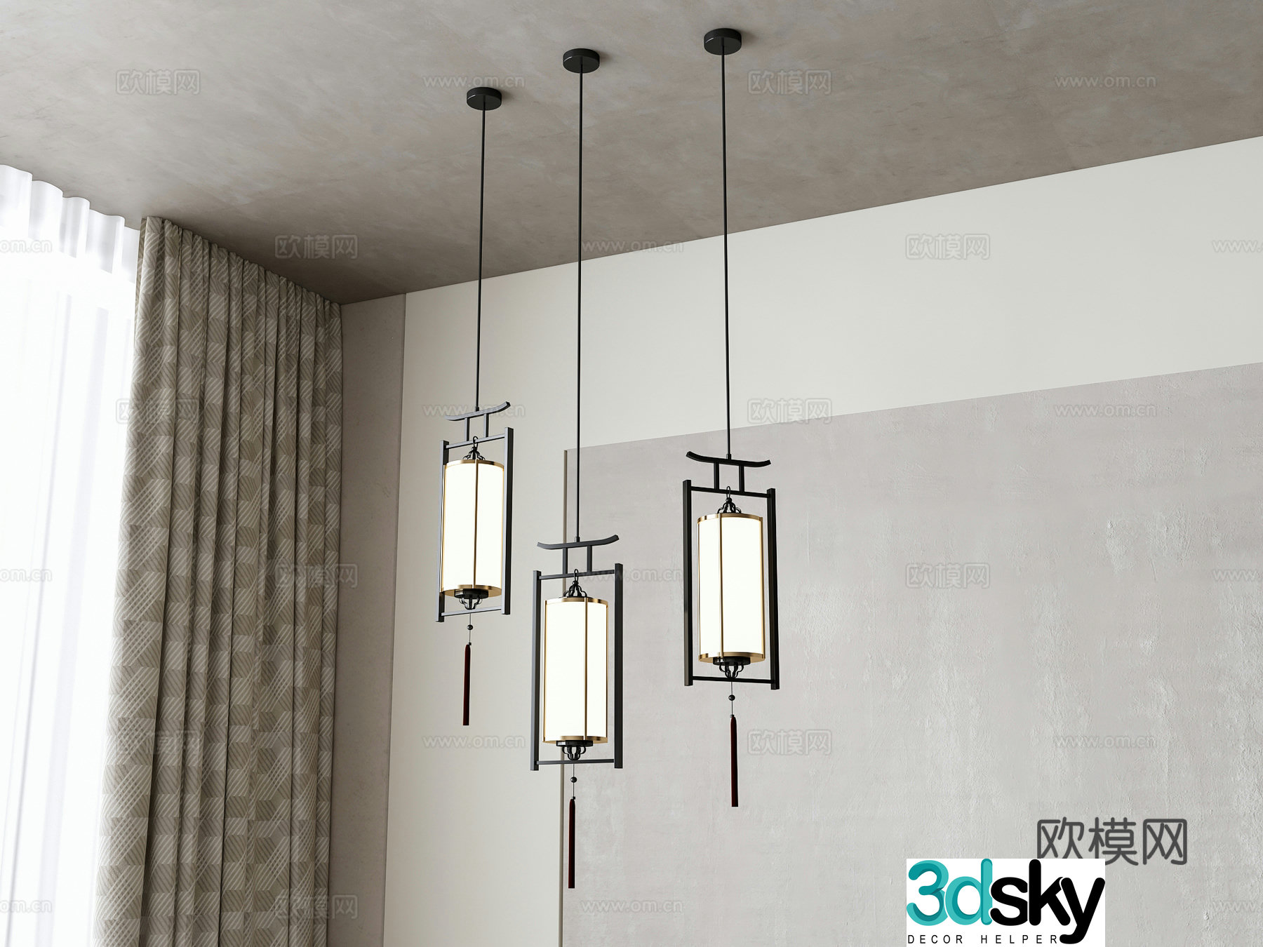 New Chinese chandelier 3D model
