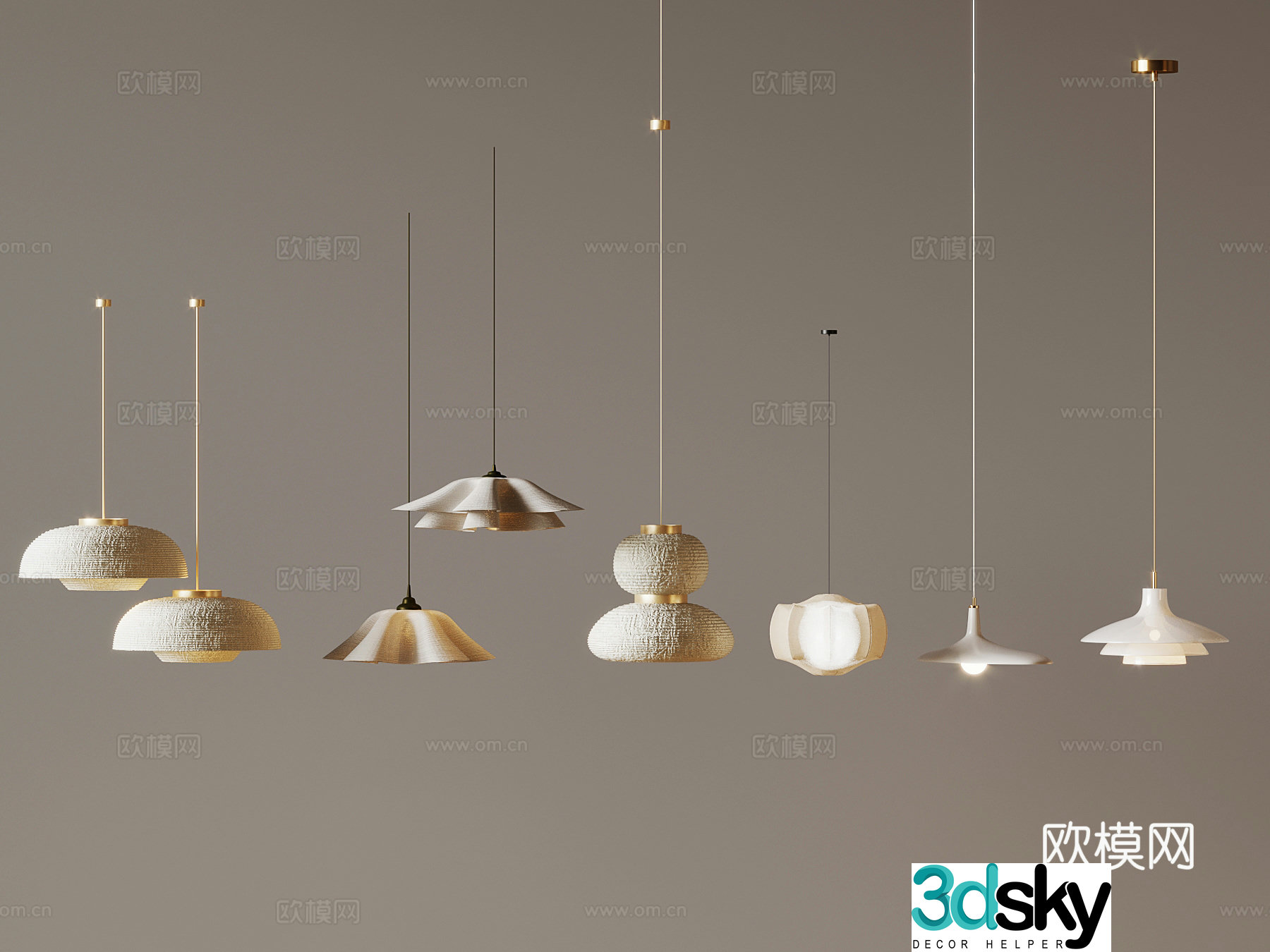 Creamy wind chandelier 3d model