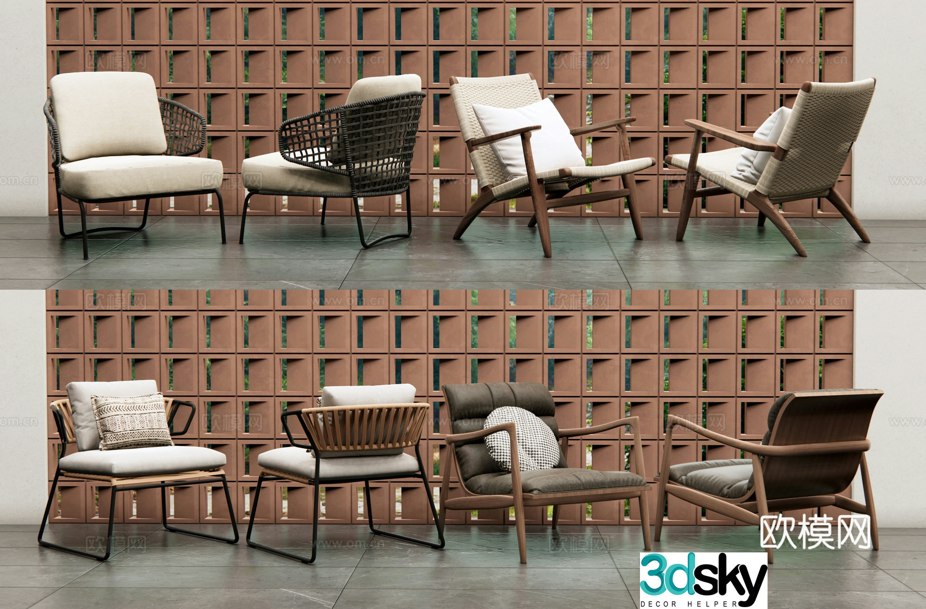 Modern rattan outdoor chairs courtyard leisure chairs leisure tables and chairs negotiation tables and chairs camping leisure chairs 3D model