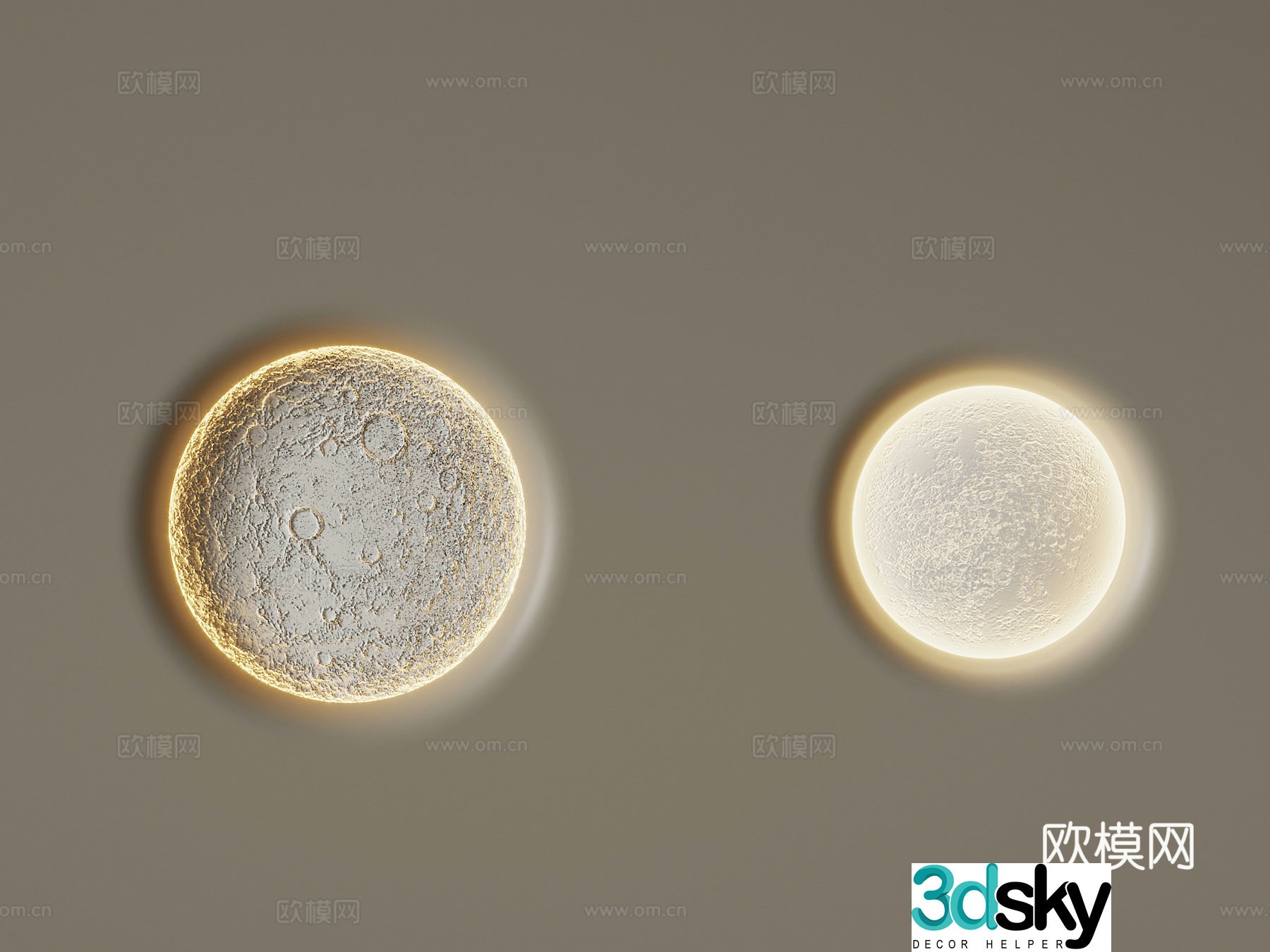 Moon lights background wall 3d model