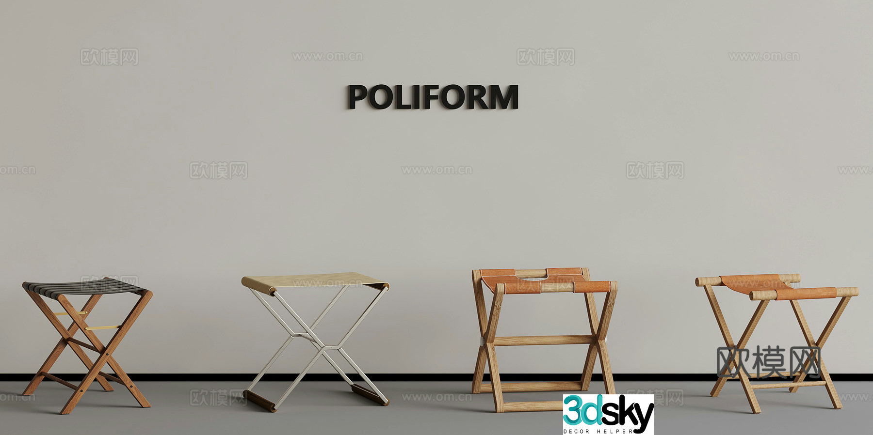 Other chairs medieval style stool 3d model