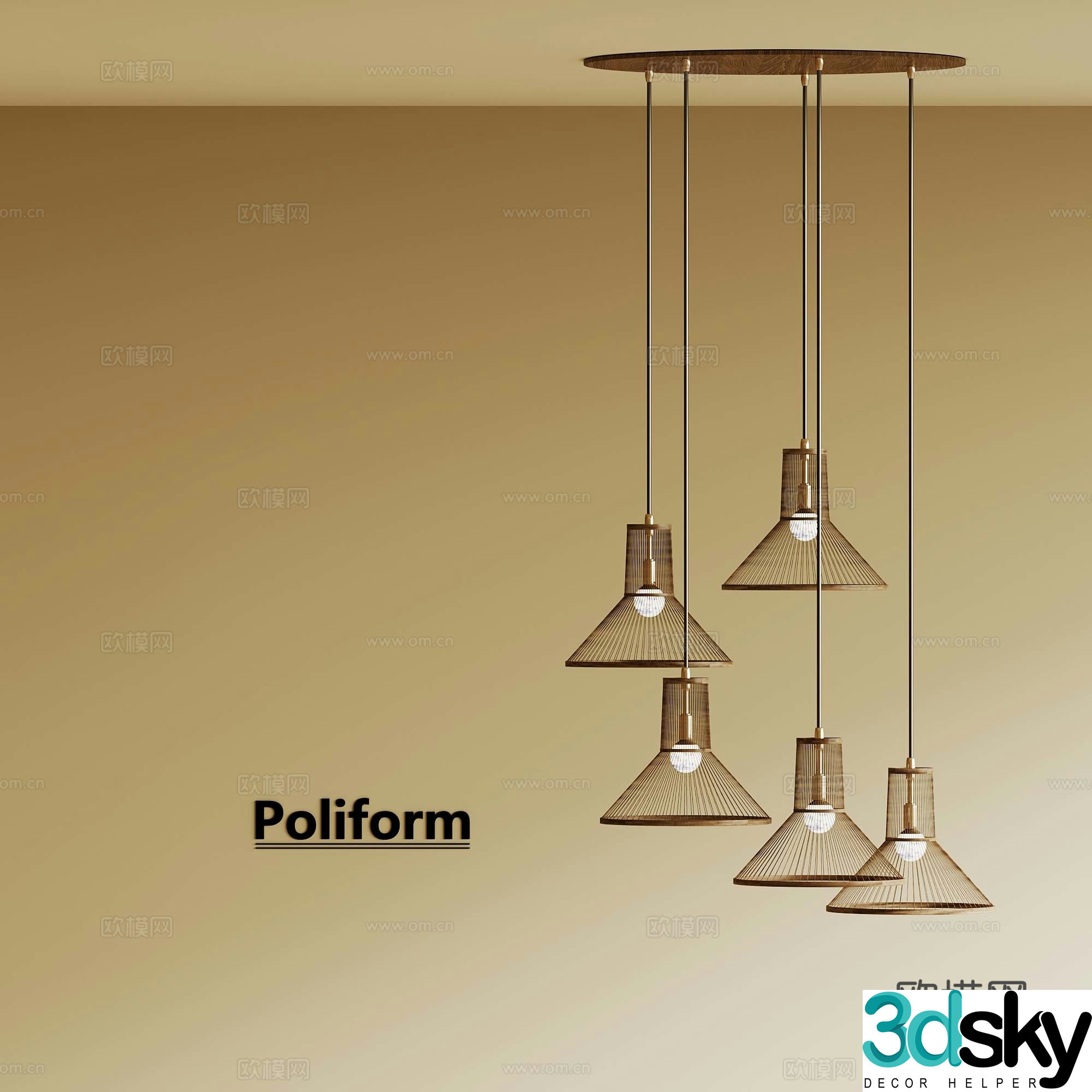New Chinese style small chandelier Wasabi wind small chandelier 3D model
