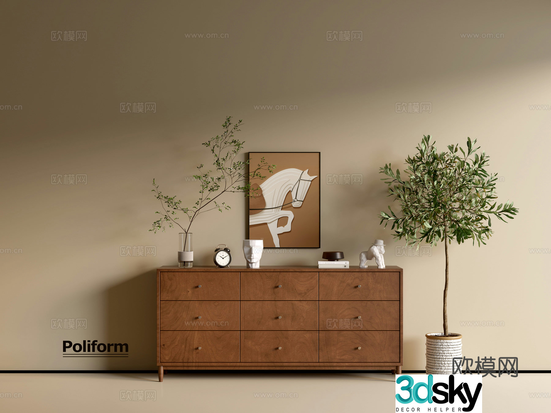 Modern wood grain cabinet ins wind minimalist wind cabinet whole cabinet sideboard balcony cabinet storage 3D model
