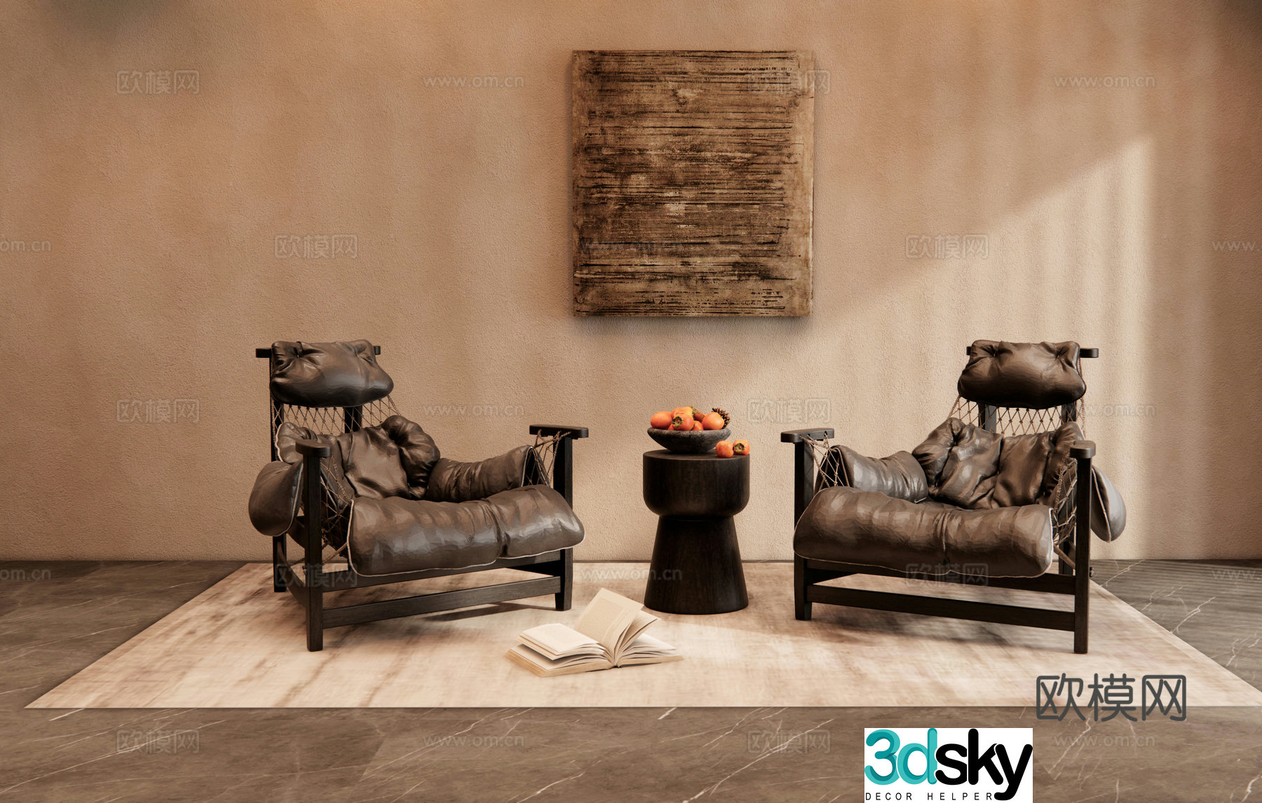 Washi leisure chair leather lounge chair leisure lounge chair single sofa sofa chair leisure table and chair 3D model
