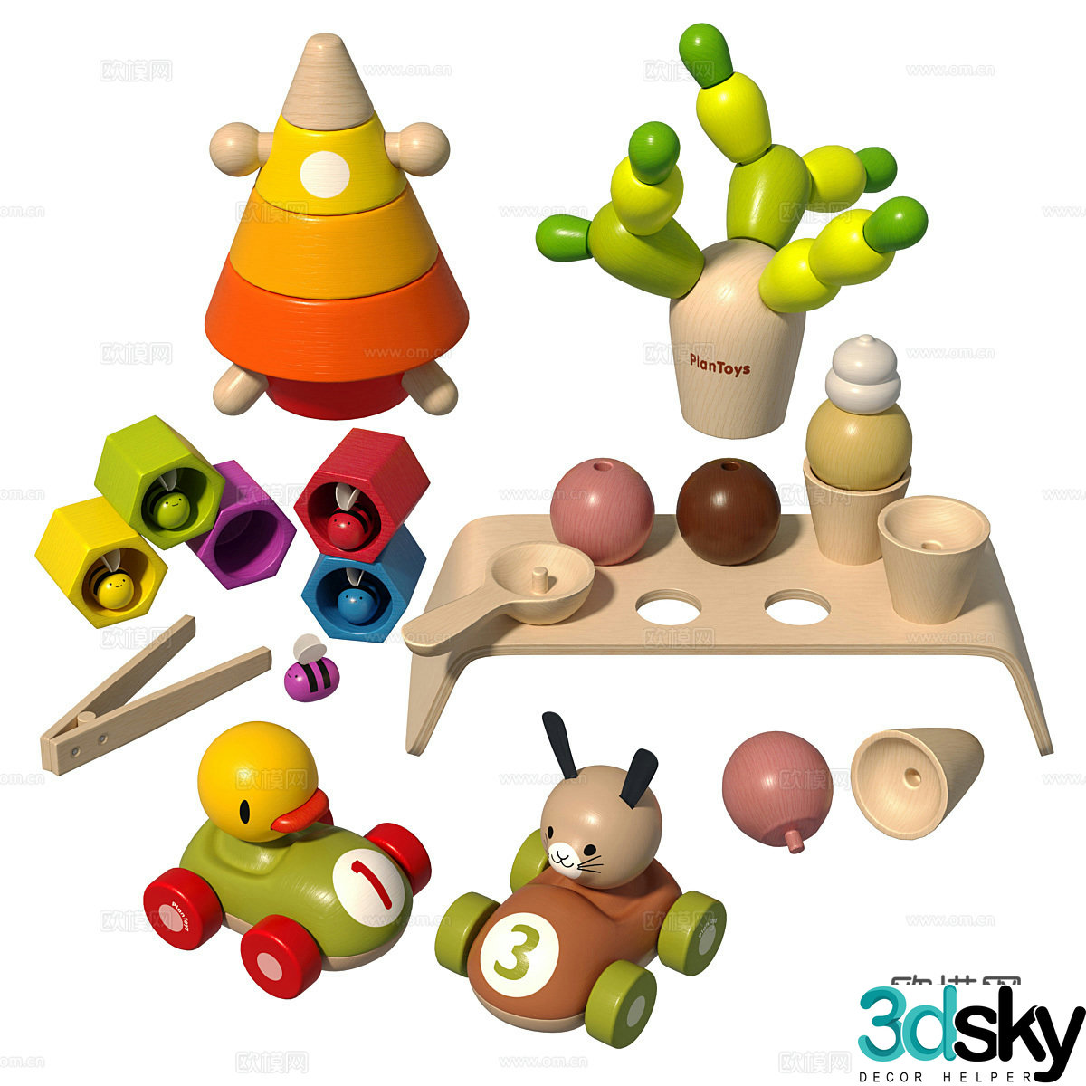 Modern cream style children’s assembled toy 3d model