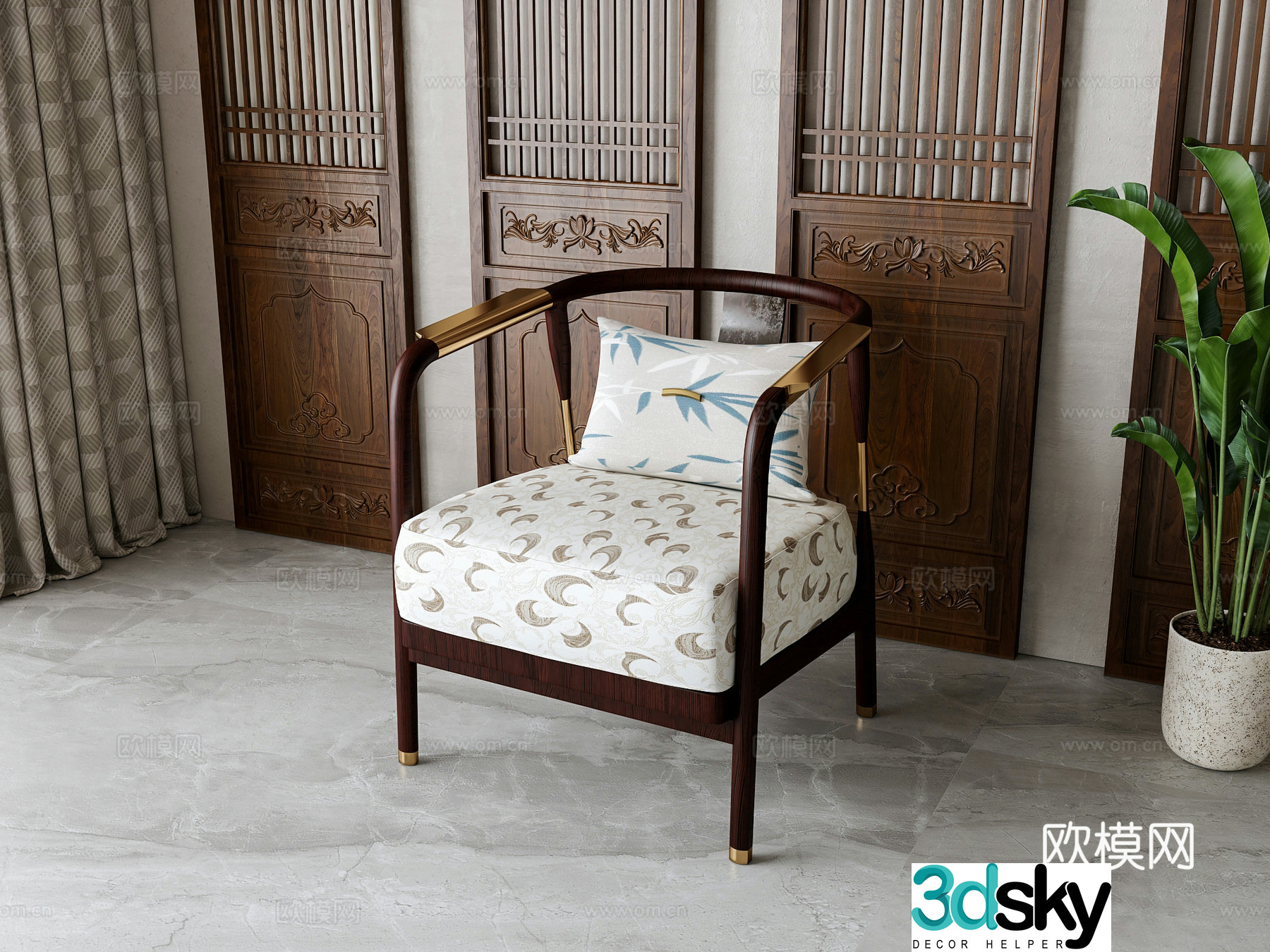 New Chinese casual chair 3D model