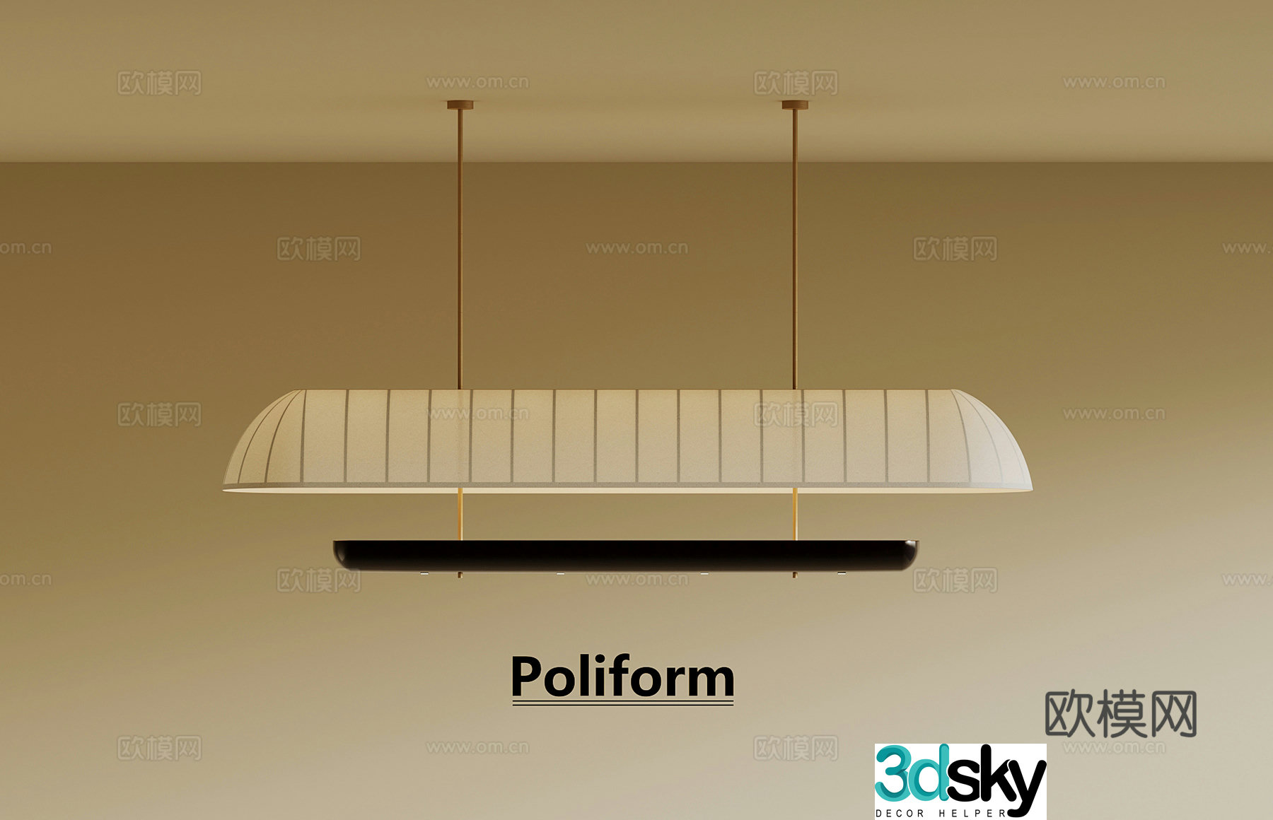 Middle-aged chandelier long chandelier 3d model