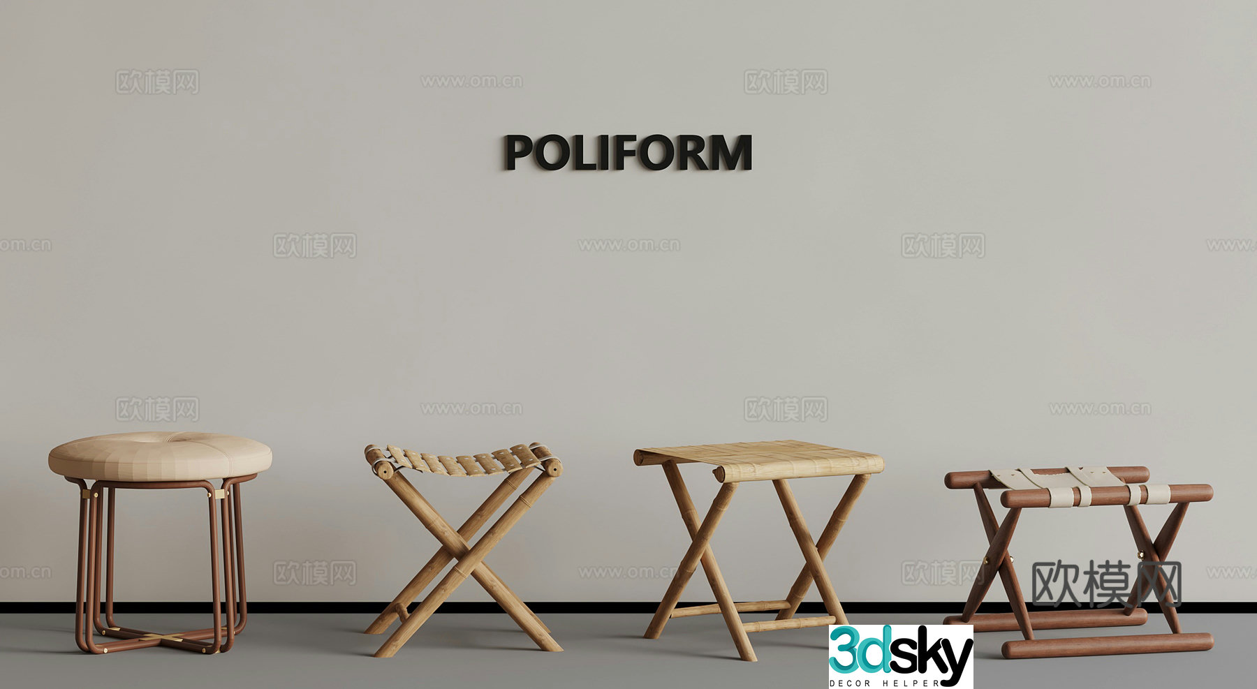 Other chairs medieval style stool 3d model