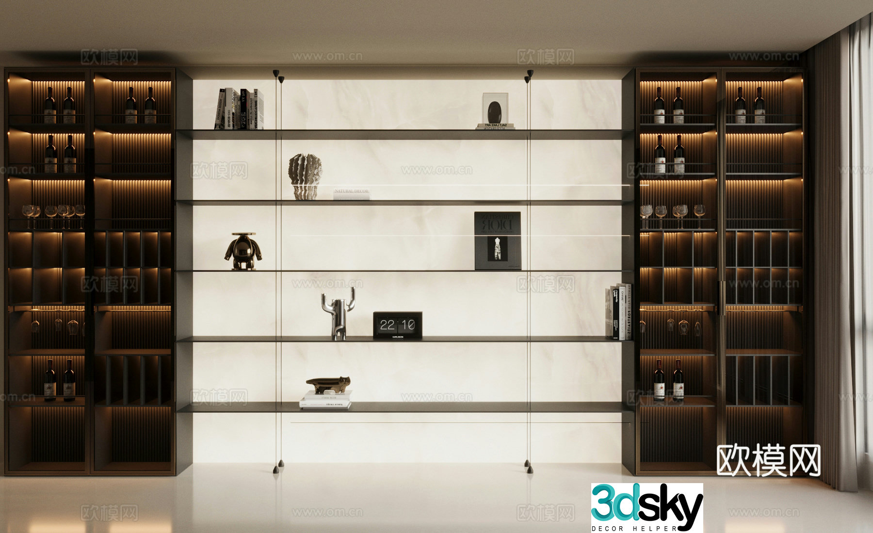 Modern light luxury wine cabinet finished wine cabinet glass wine cabinet 3D model
