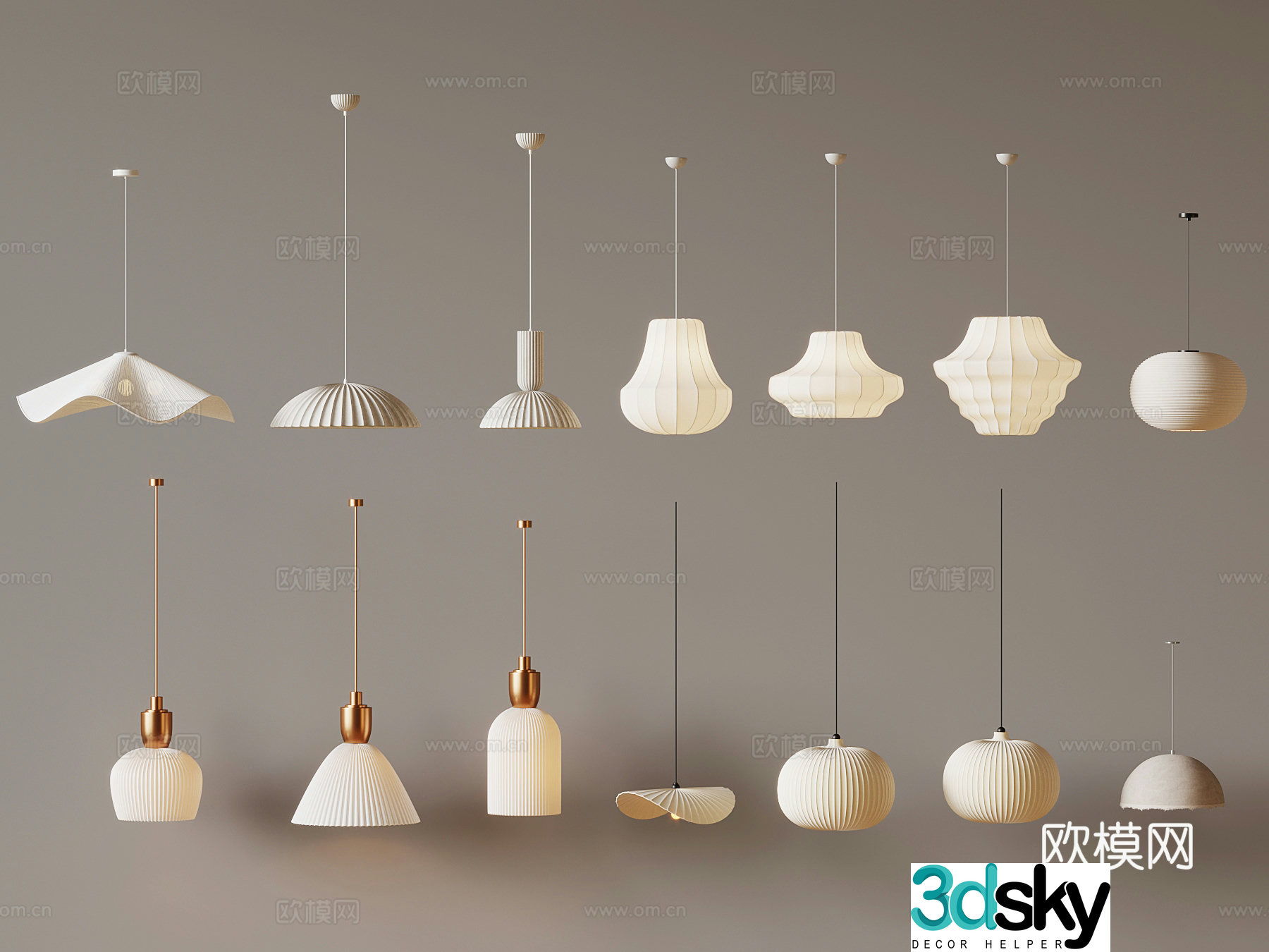 Creamy wind chandelier 3d model