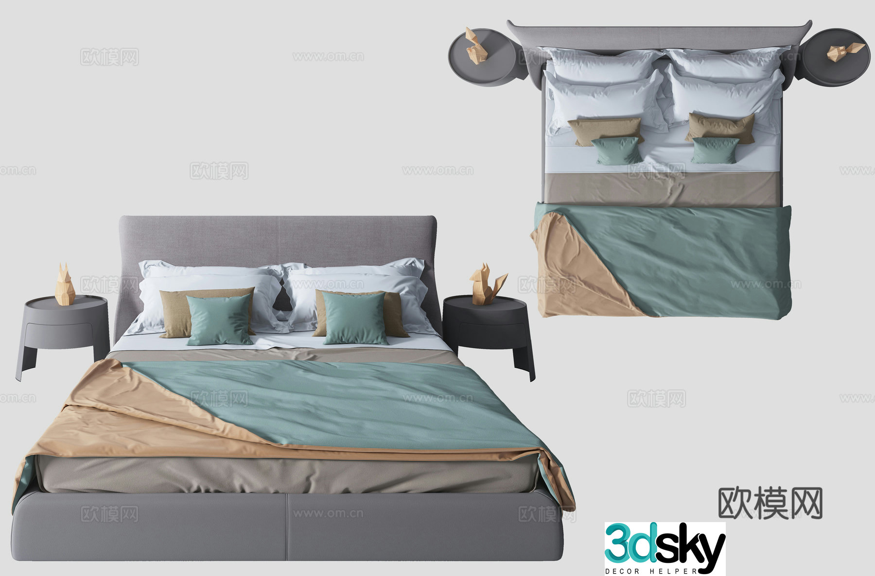 Modern style bed model combination 3d model