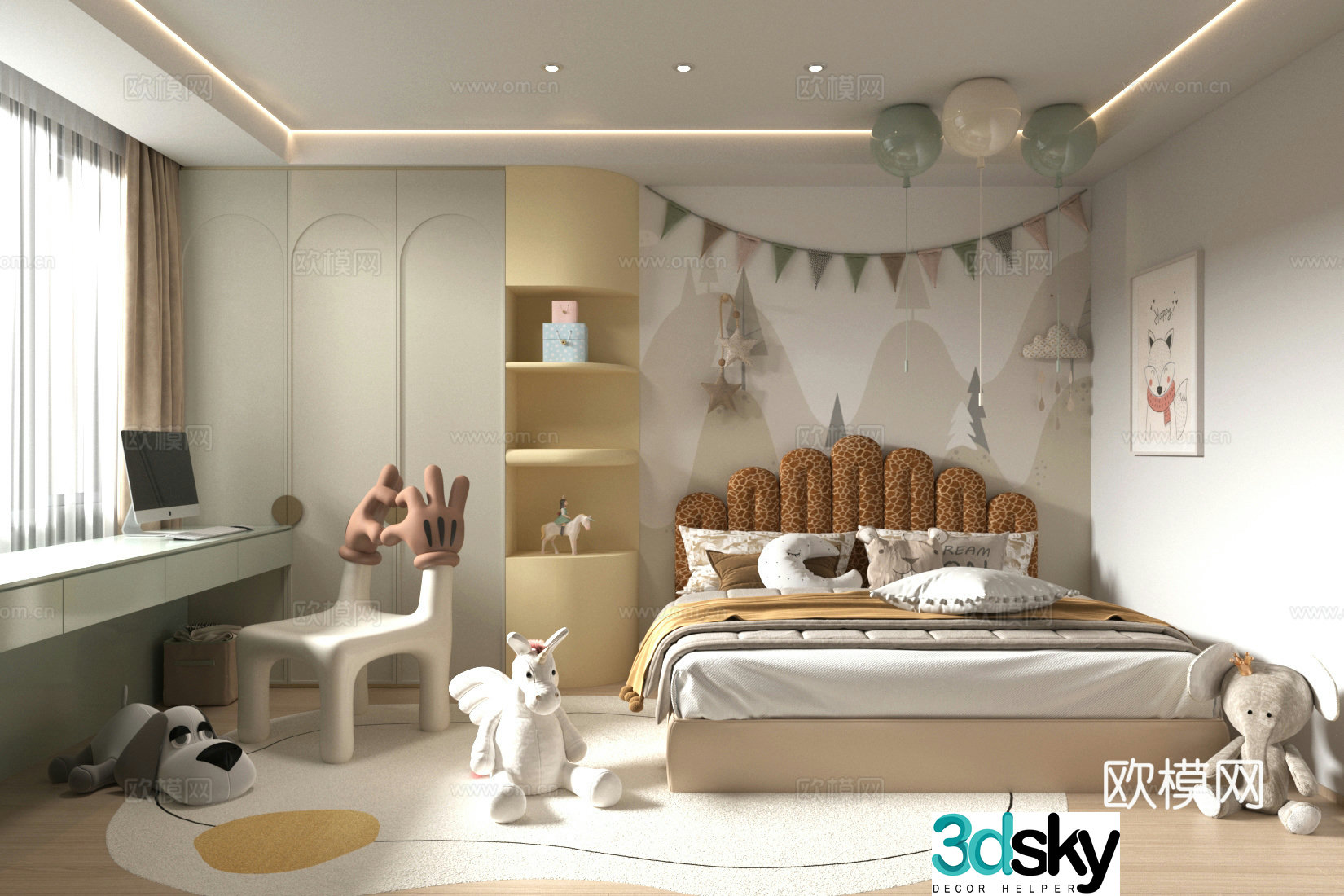 Modern children’s room Children’s entertainment room Toy room Children’s bed 3d model