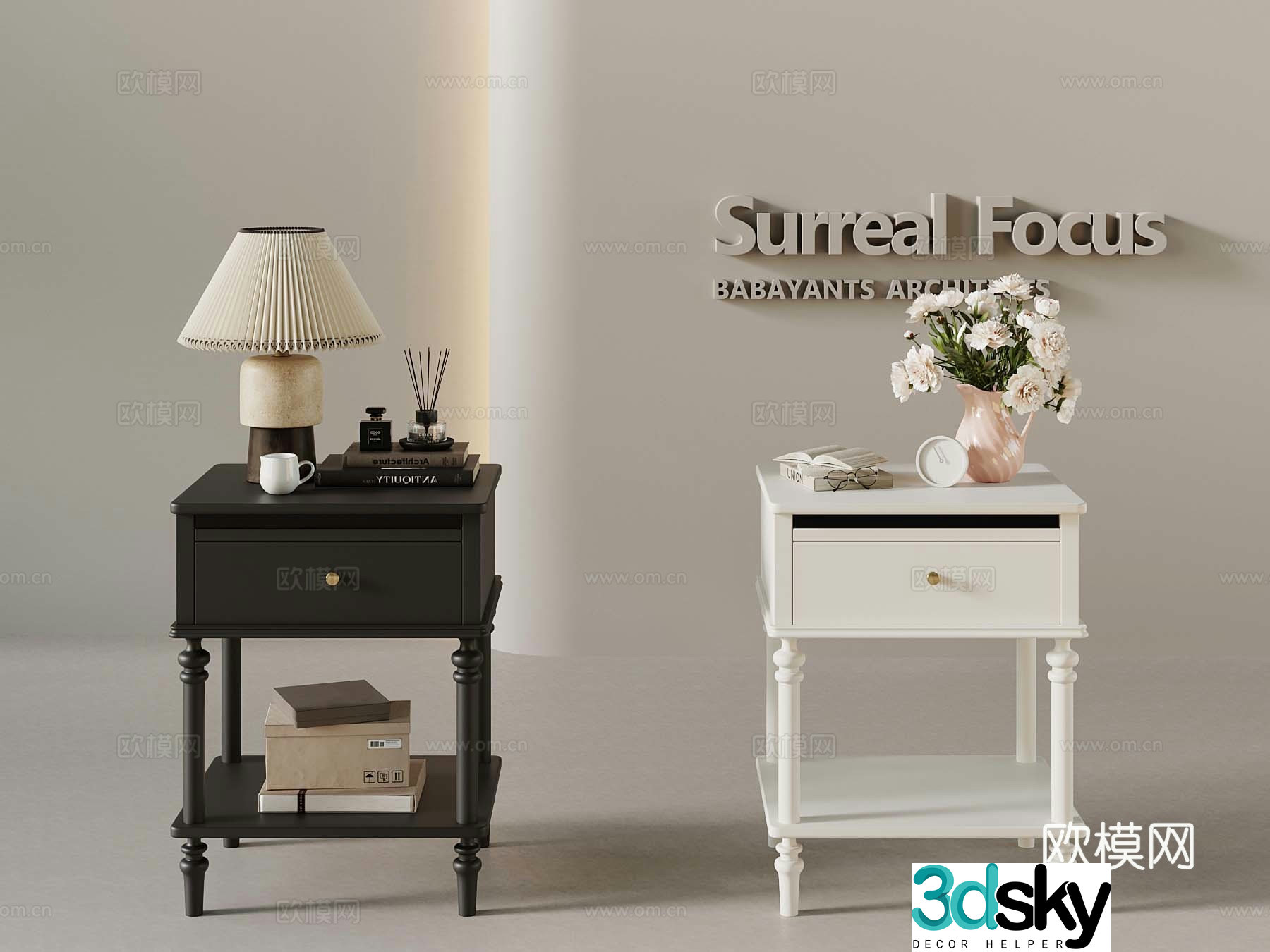 French medieval style bedside table lamp 3d model