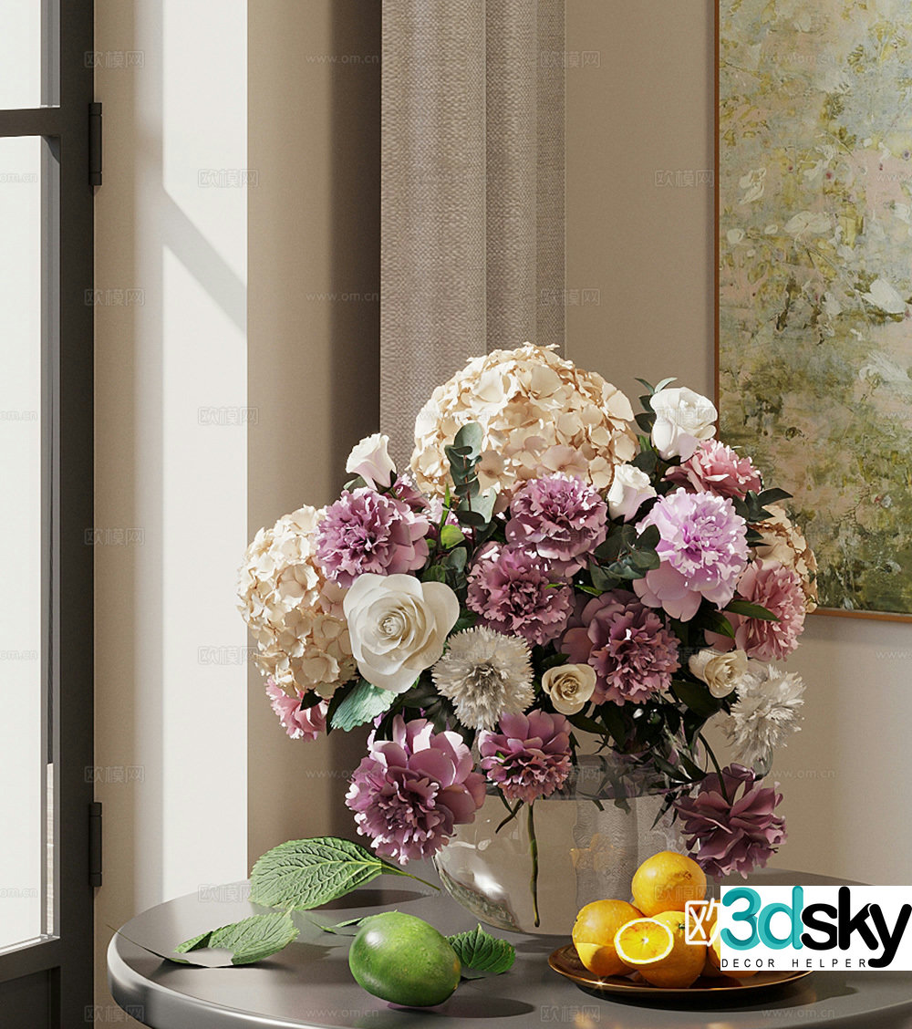 Modern flower ornaments flower art flower art green plants flower arrangement carnation flower art 3D model