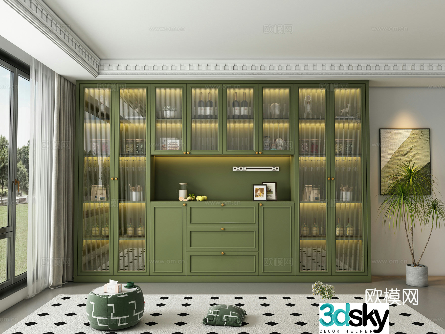 Modern French wine cabinet 3d model