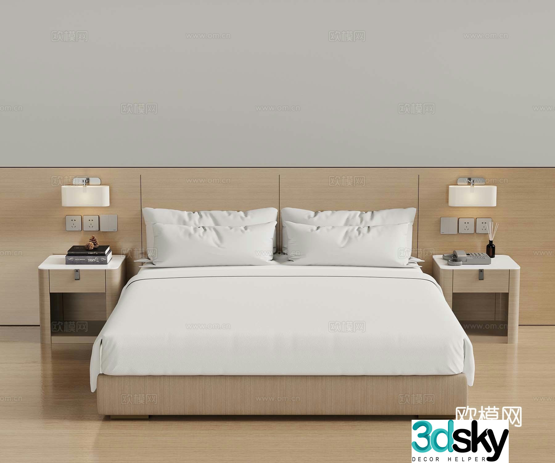 Modern Double Bed Room Standard Single Bed 3D Model