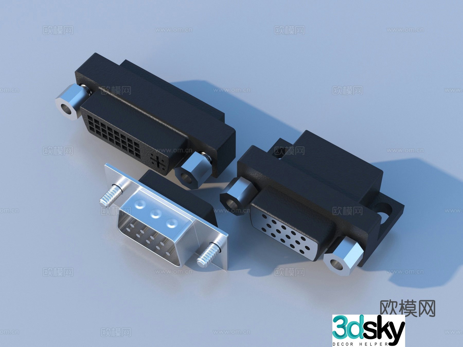 Electronic accessories Plug interface jack Electronic components 3D model