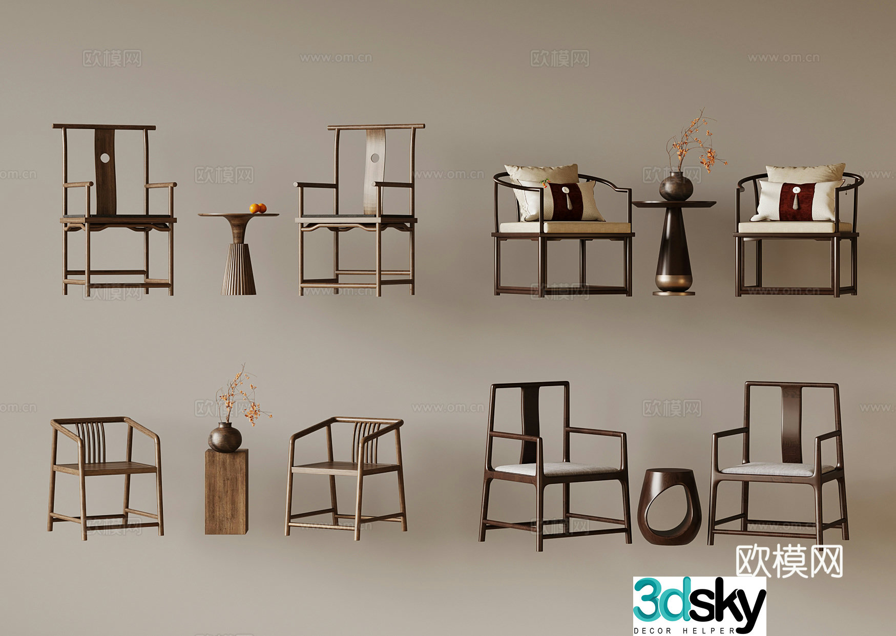 New Chinese style chair 3d model