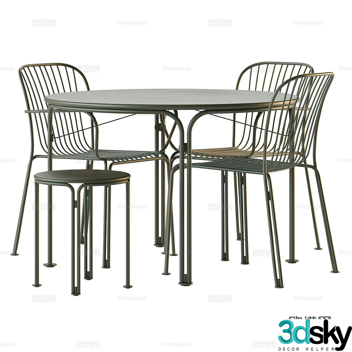 Modern Italian minimalist casual table and chairs Dining table and chairs 3D model