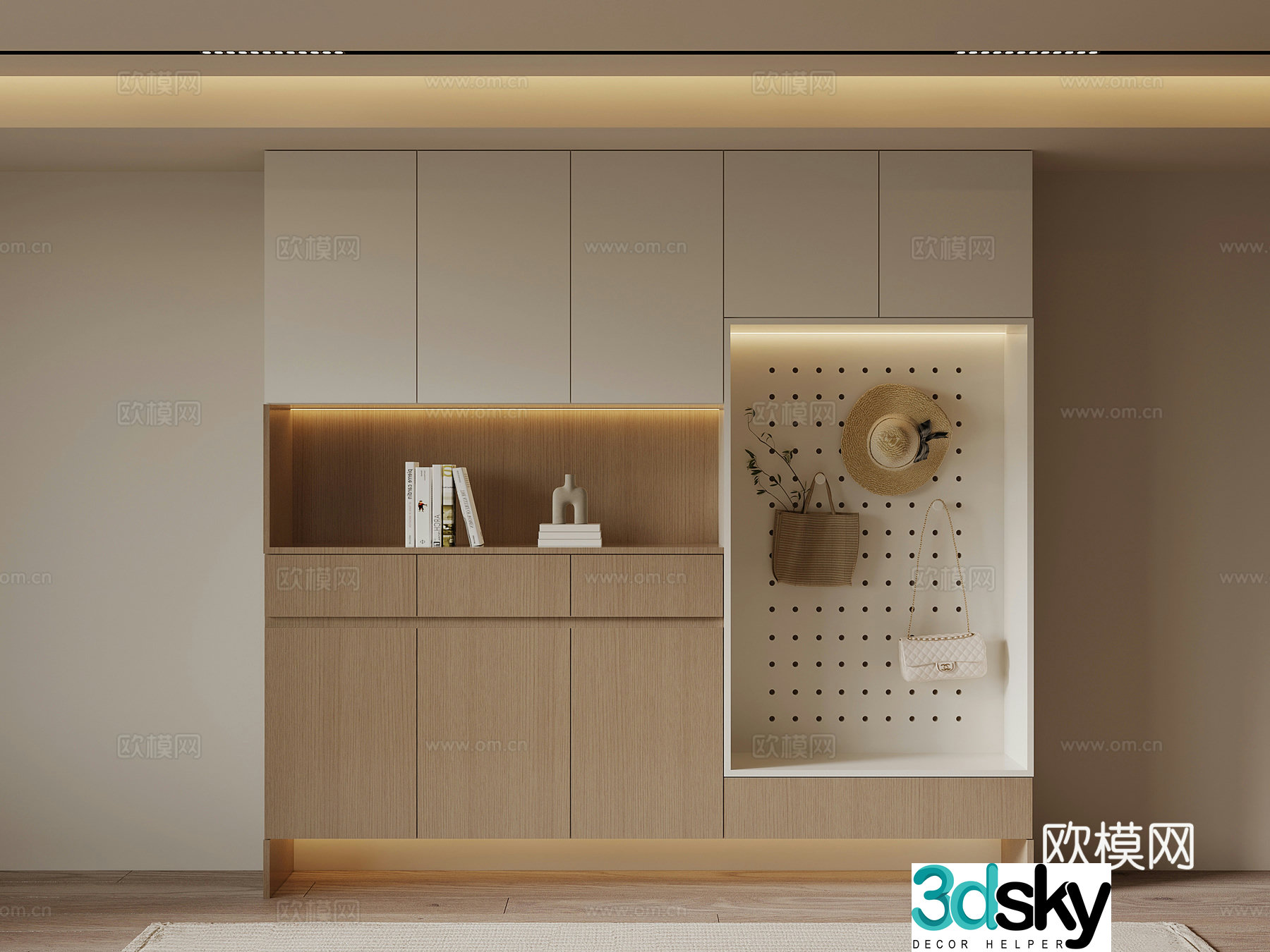 Middle-aged shoe cabinet 3D model