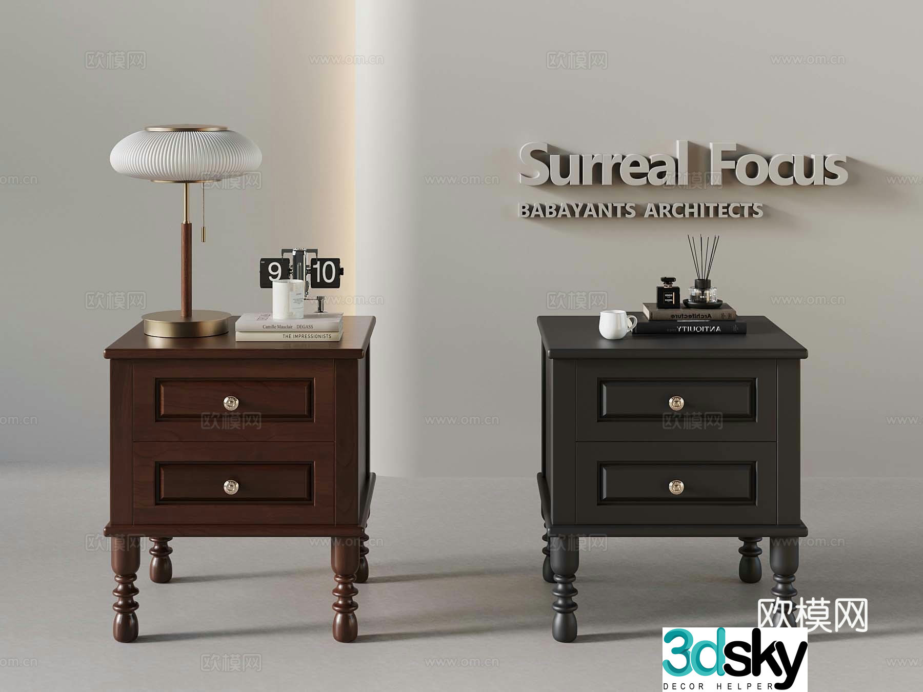 French medieval style bedside table lamp 3d model