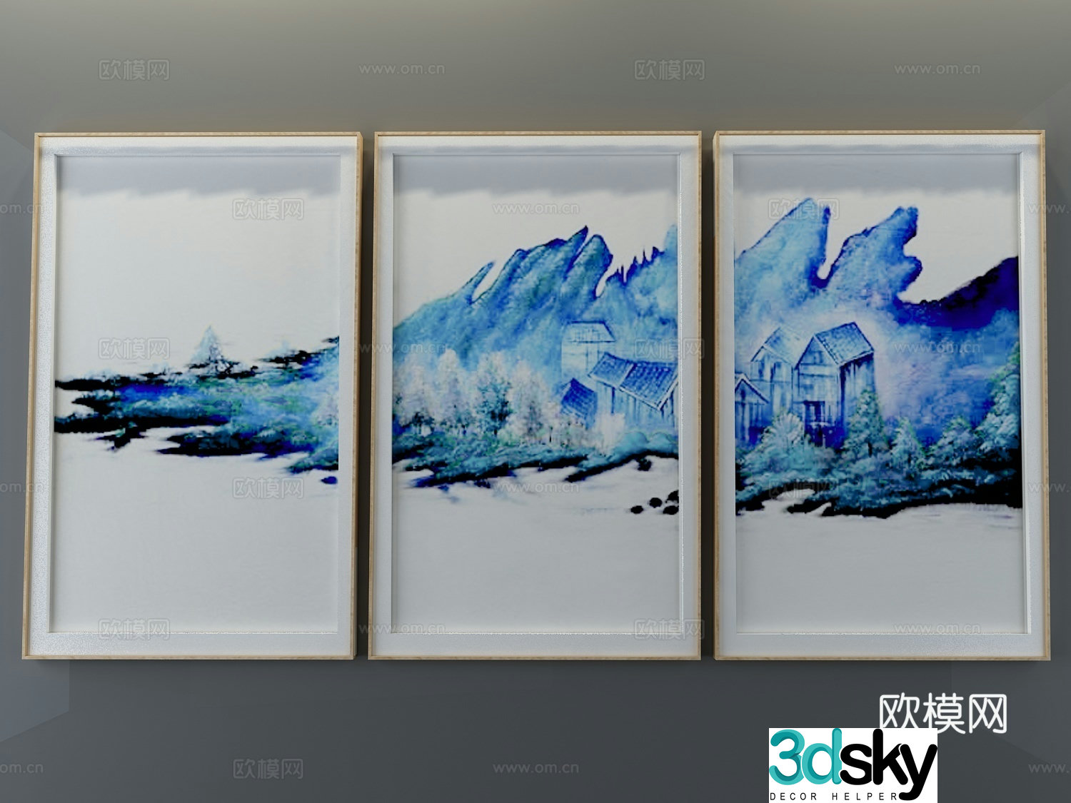 New Chinese style decorative wall chart 3D model