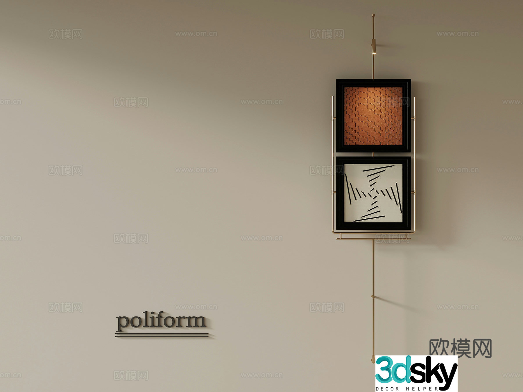 French retro style decoration hanging paintings wall decoration 3d model