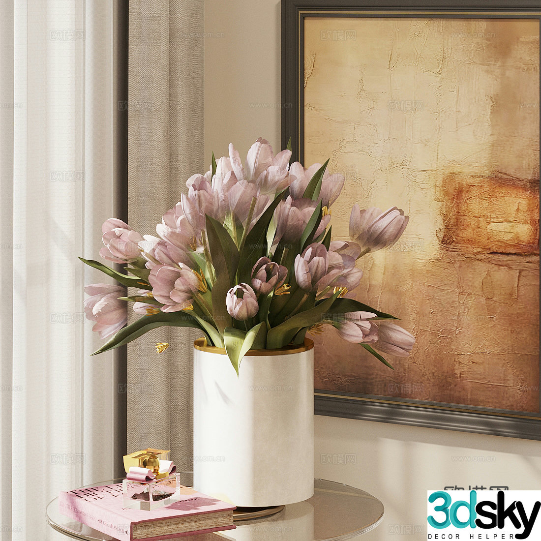 Modern flower art ornaments flower arrangement flower art green plants tulip flower art 3D model