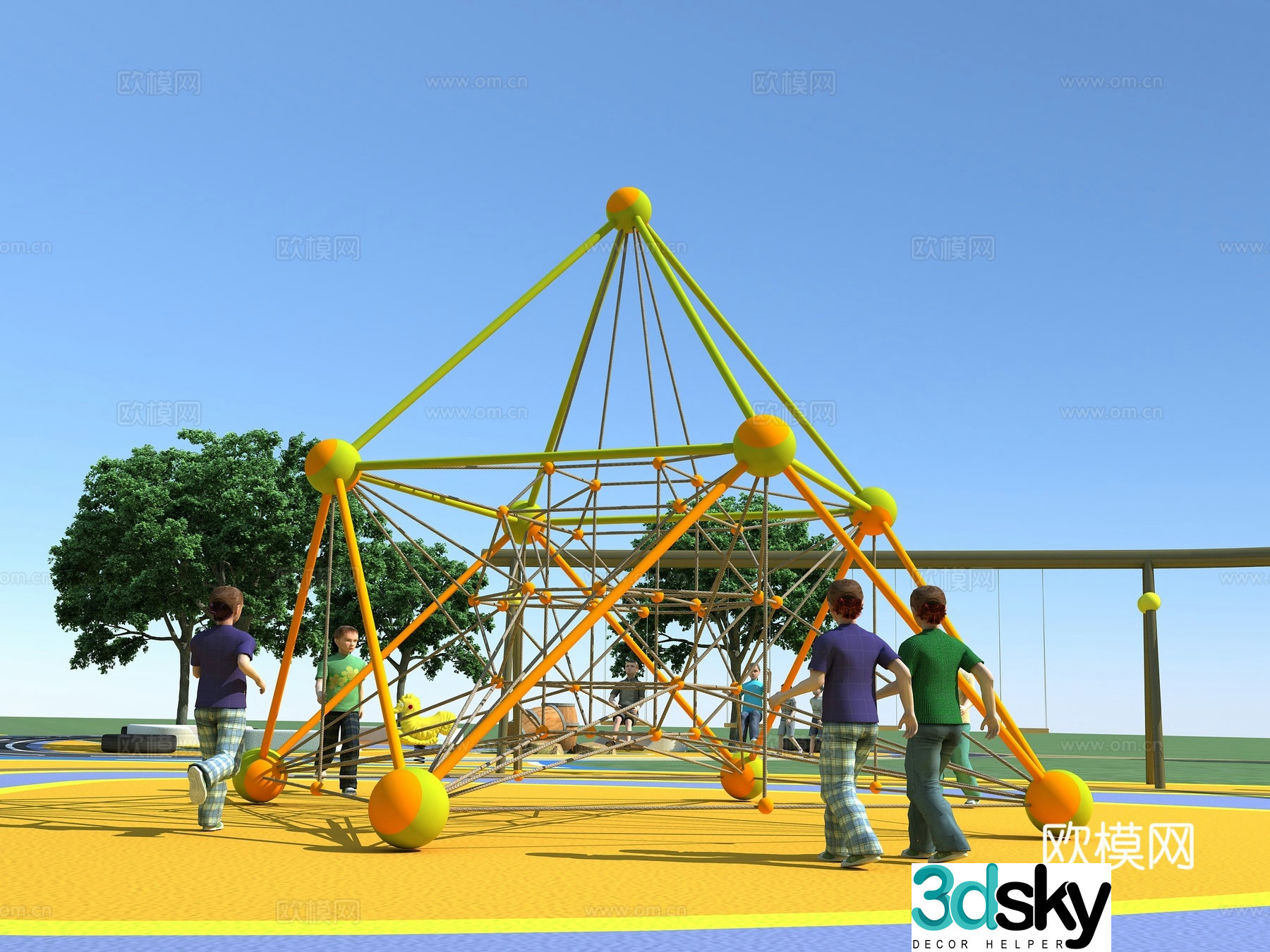 modern climbing frame amusement equipment climbing toys climbing net 3d model