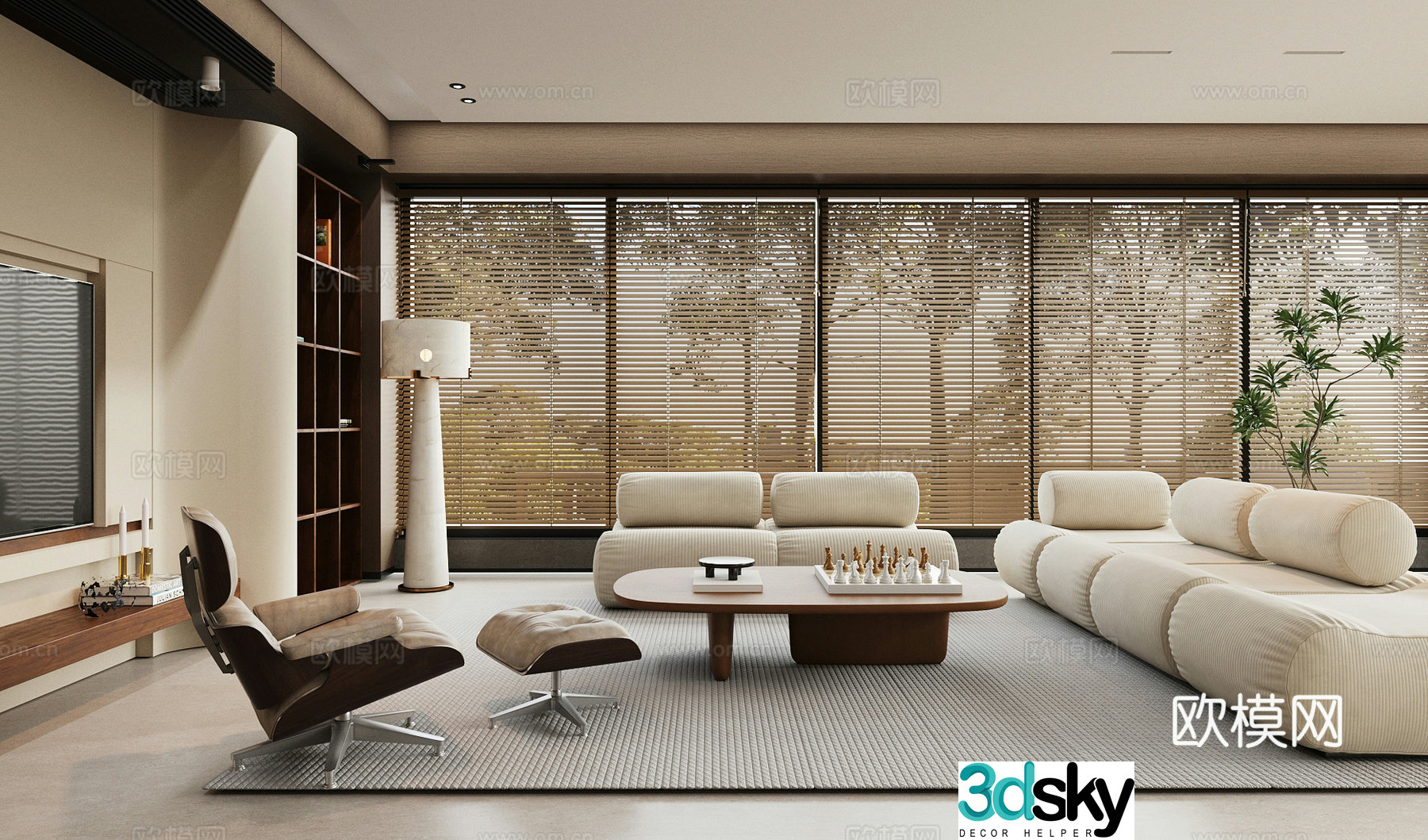 New Chinese-style home living room large living room sofa and coffee table combination viewing living room 3D model