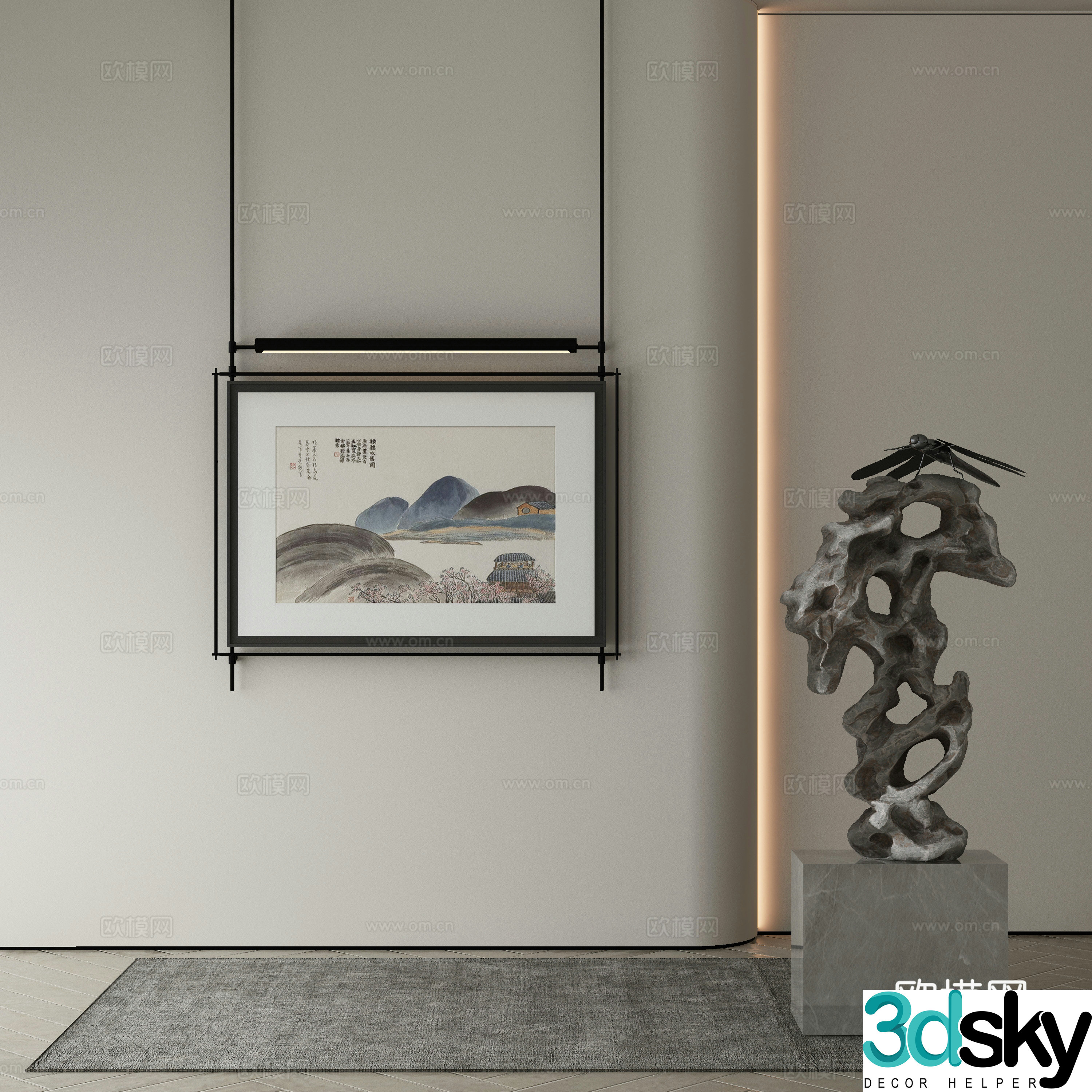 New Chinese style wasabi paintings oil paintings 3D model