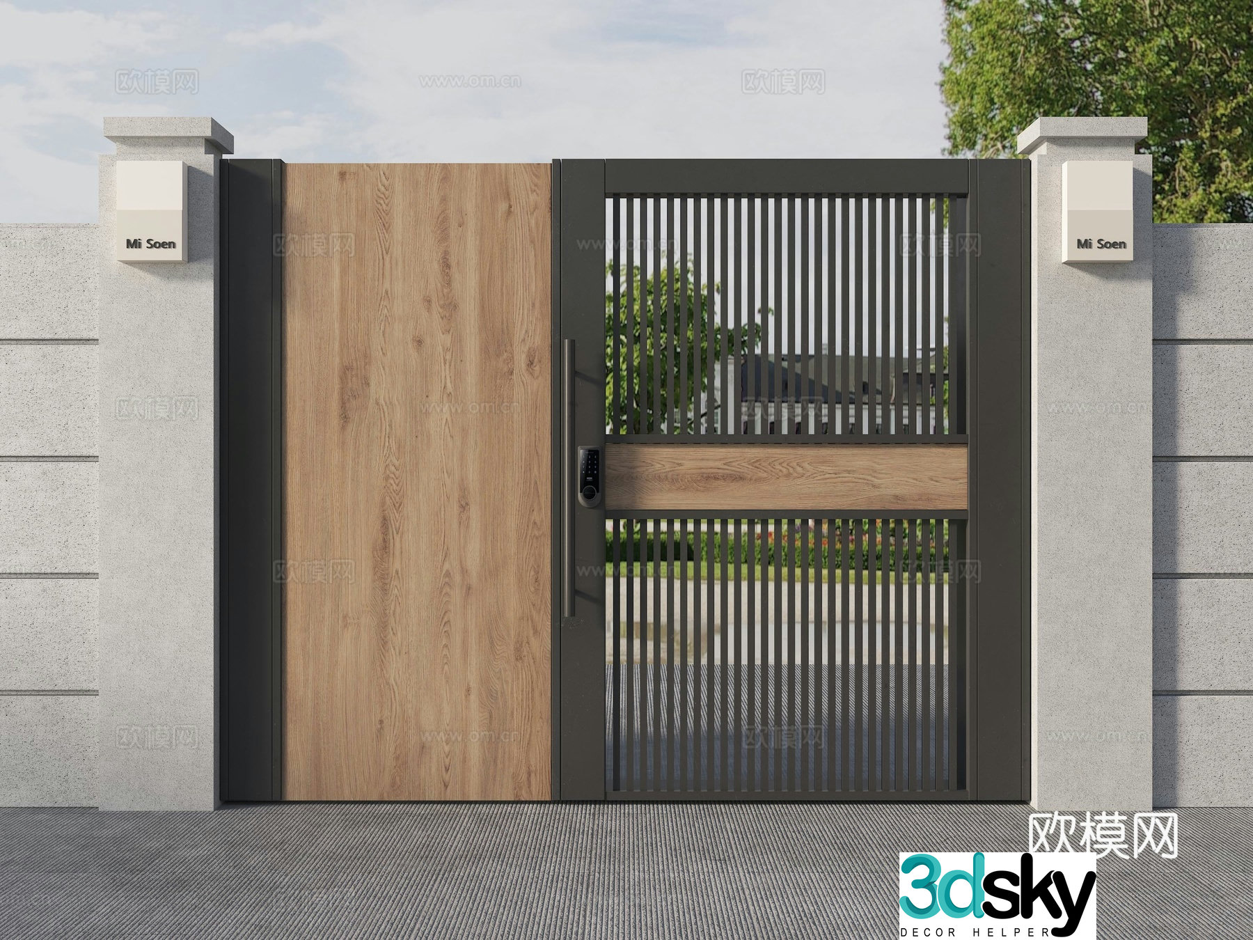 Courtyard door Villa door Garden door Wrought art gate Entrance door 3D model