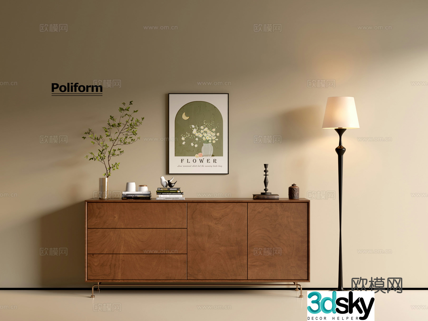 Modern wood grain cabinet ins wind minimalist wind cabinet whole cabinet sideboard balcony cabinet storage 3D model