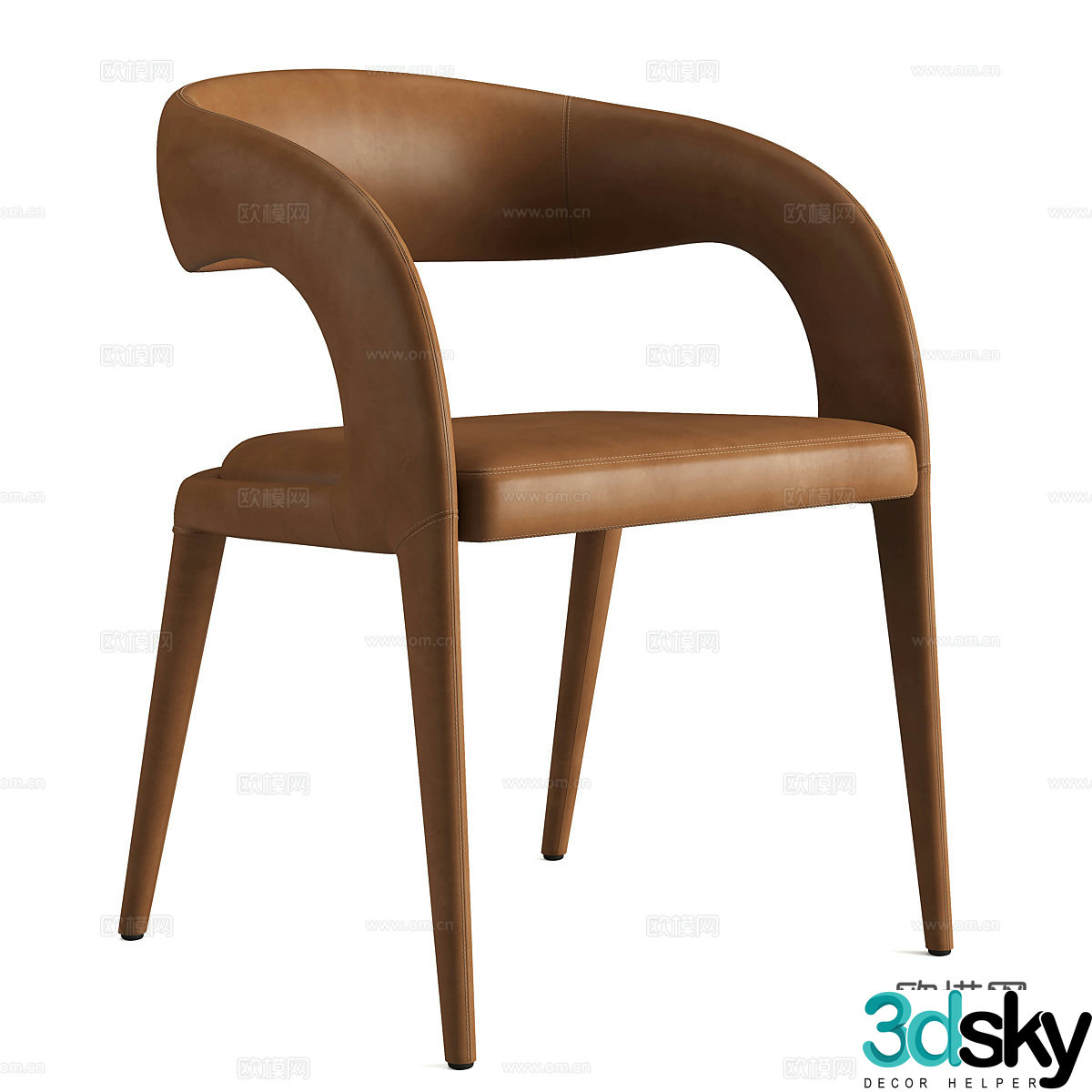 Modern Italian light luxury leather chair 3d model