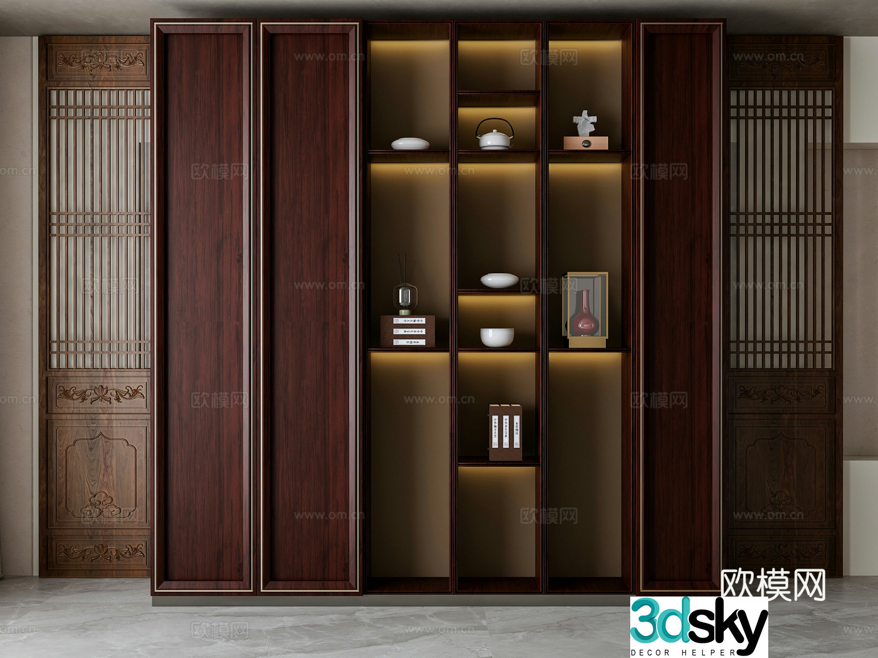 New Chinese style decorative cabinet 3D model