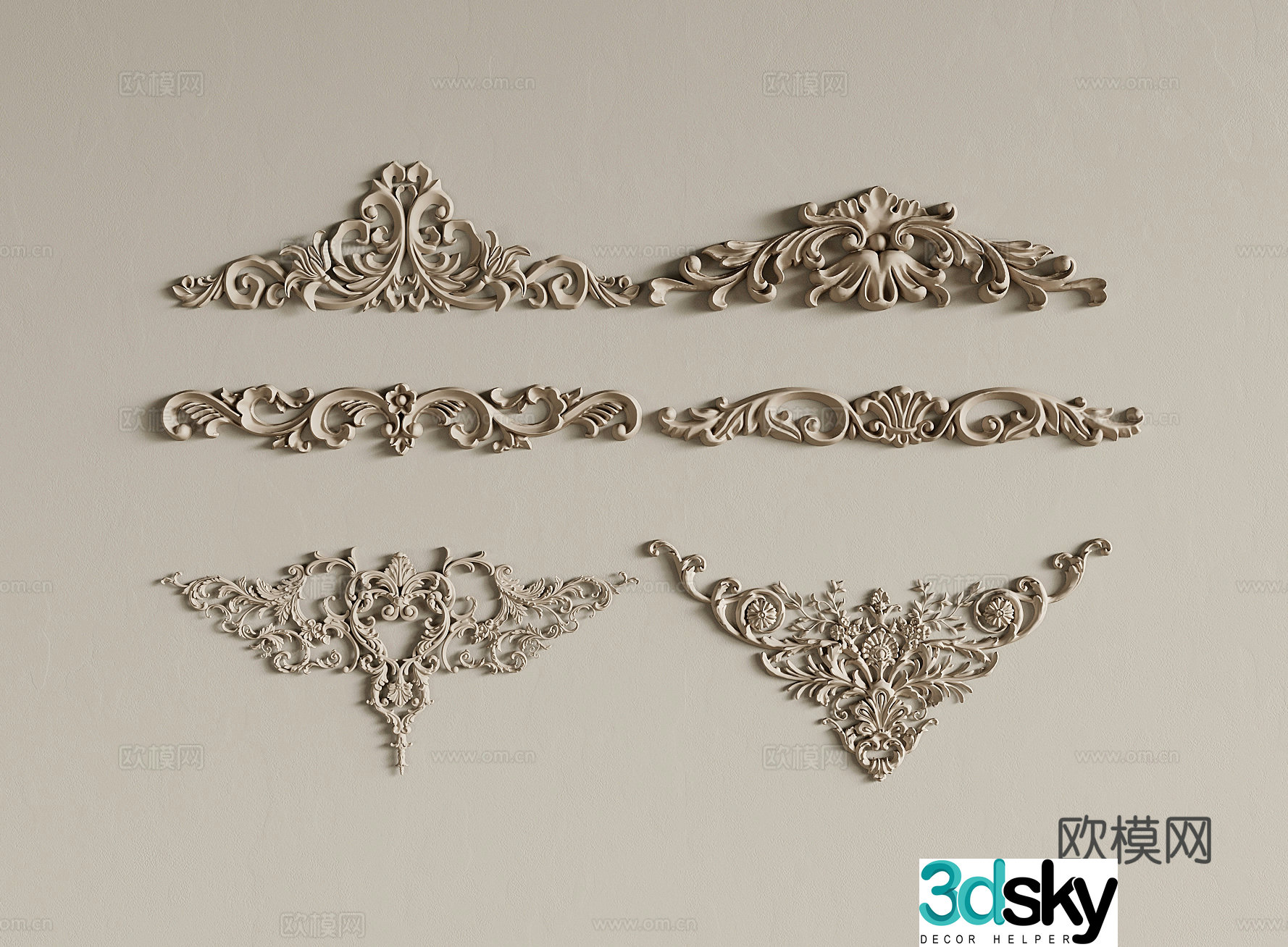 Carving French carving Solid wood carving 3d model