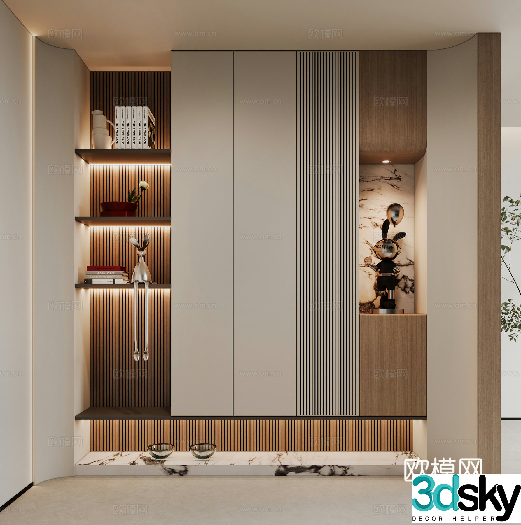 Modern porch shoe cabinet 3d model