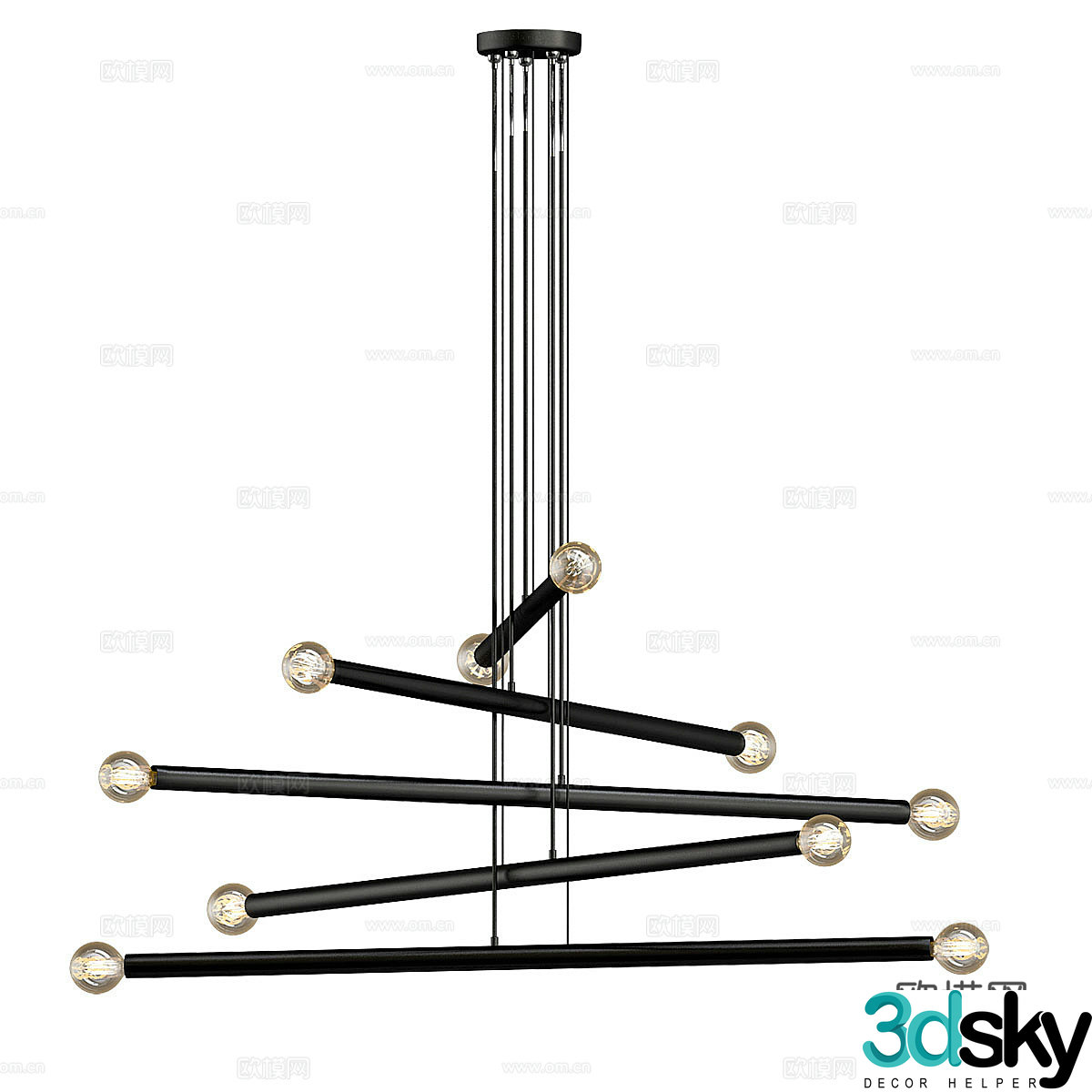 Modern light luxury line decorative chandelier 3d model