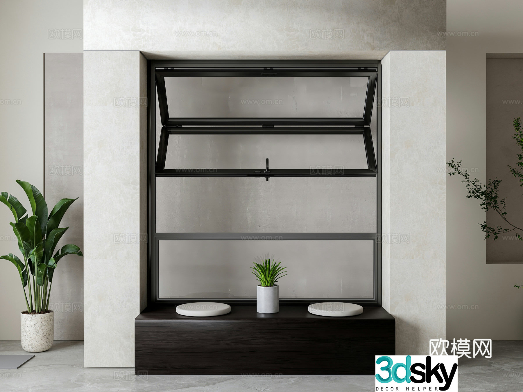New Chinese style folding window 3D model