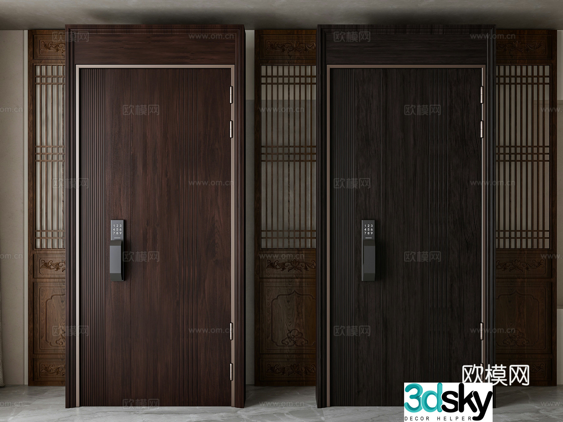 New Chinese style entrance door 3D model