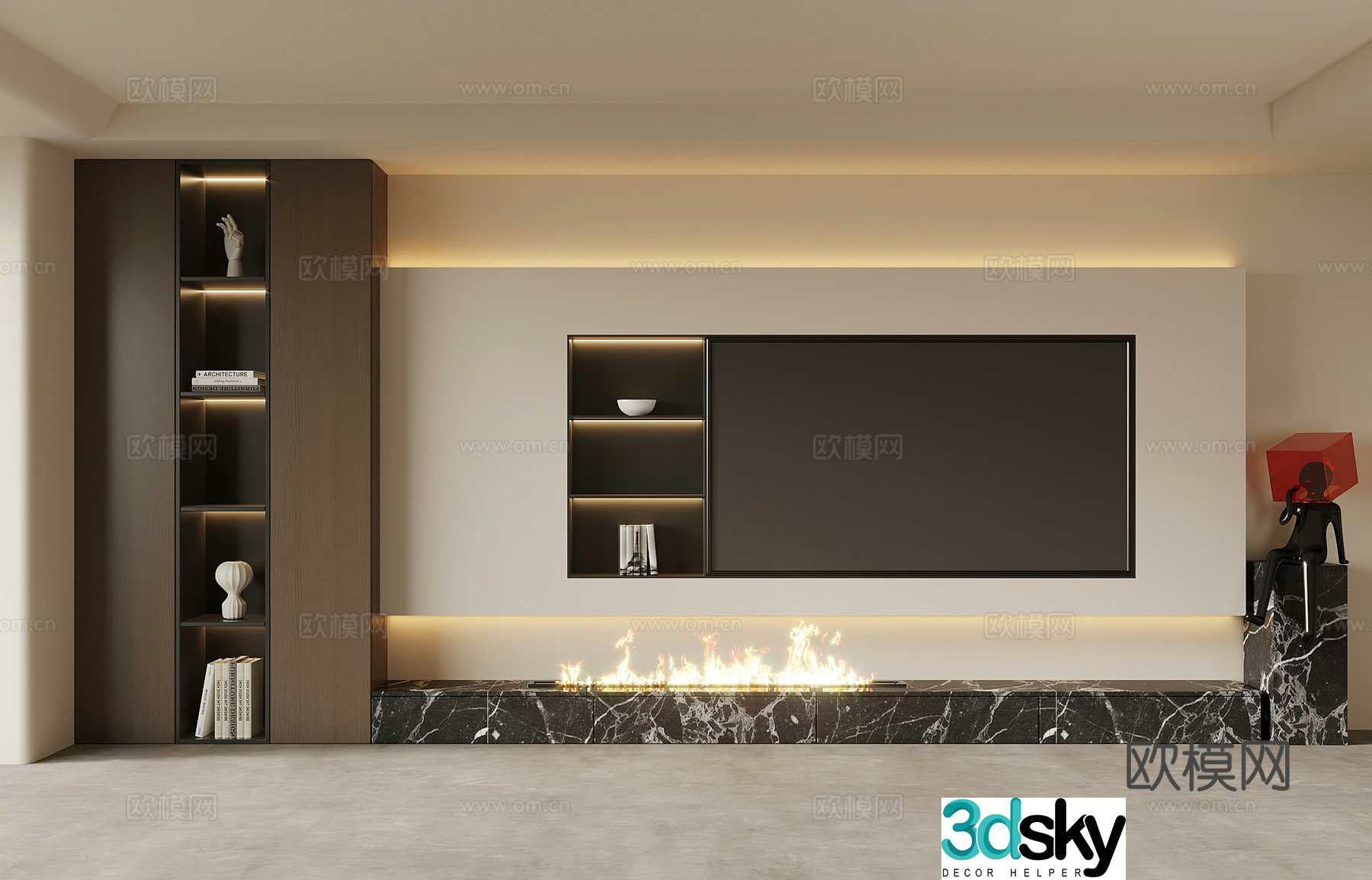 Modern Italian TV background wall 3d model